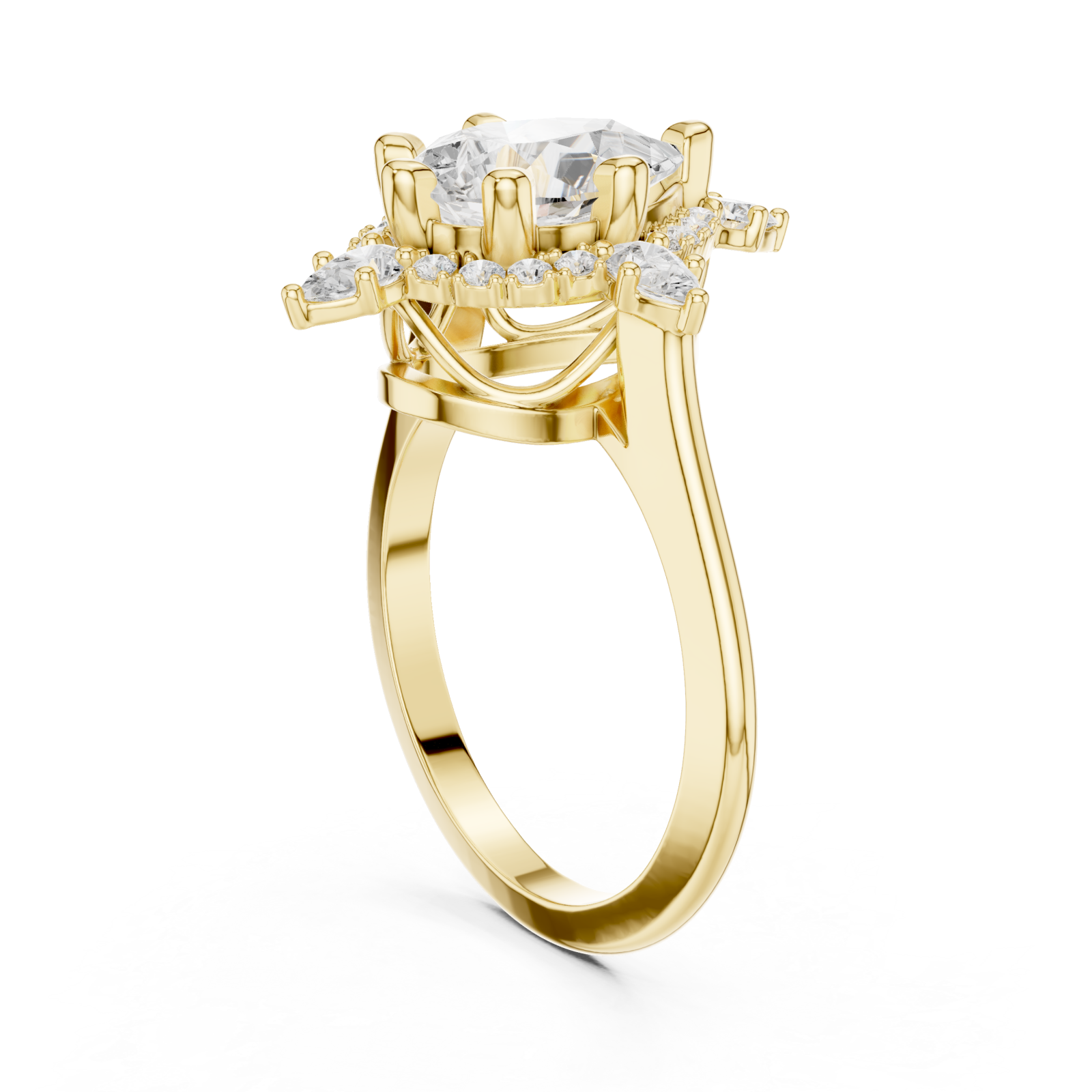  Gold Whispering Radiance Solitaire Ring Left View