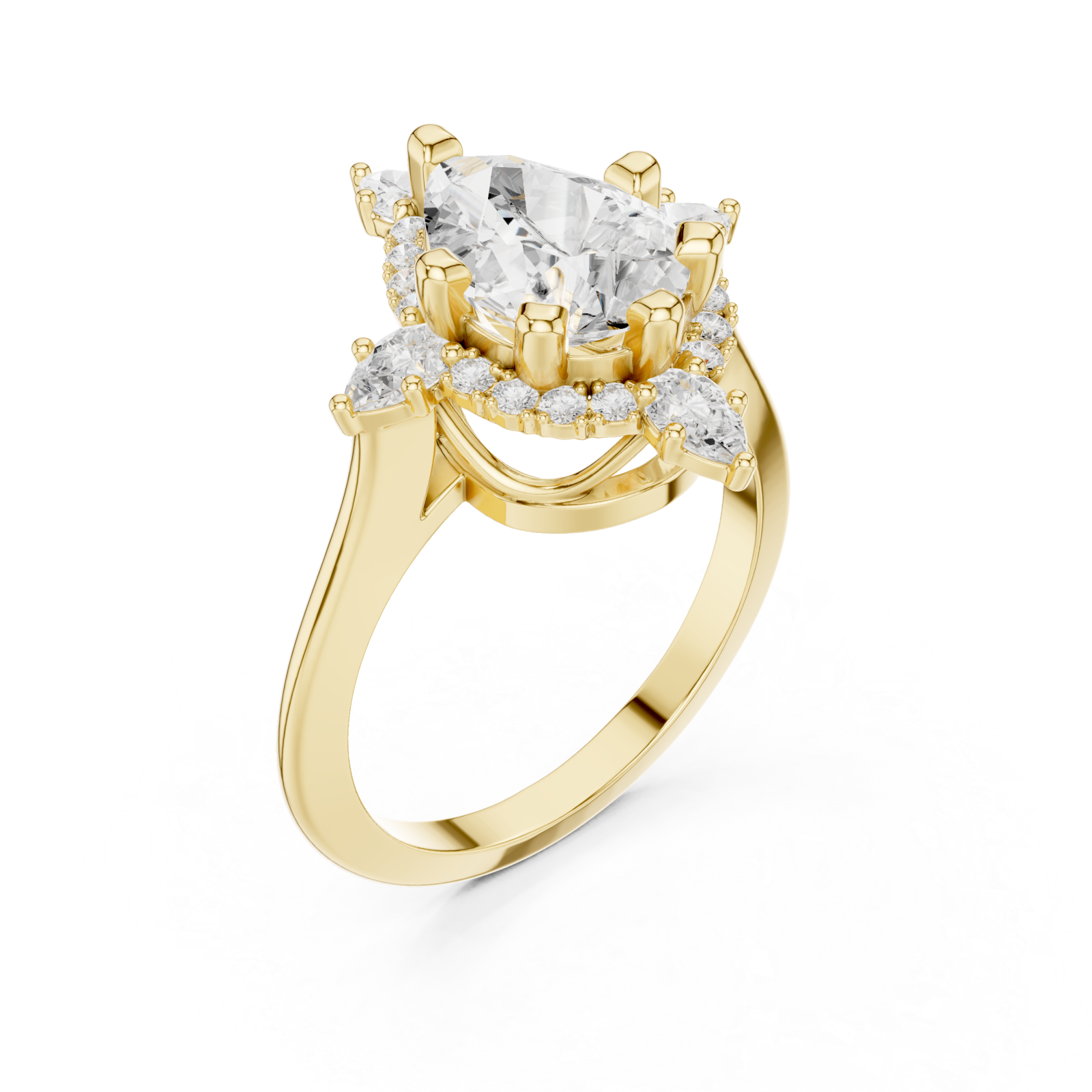 Gold Whispering Radiance Solitaire Ring Right View
