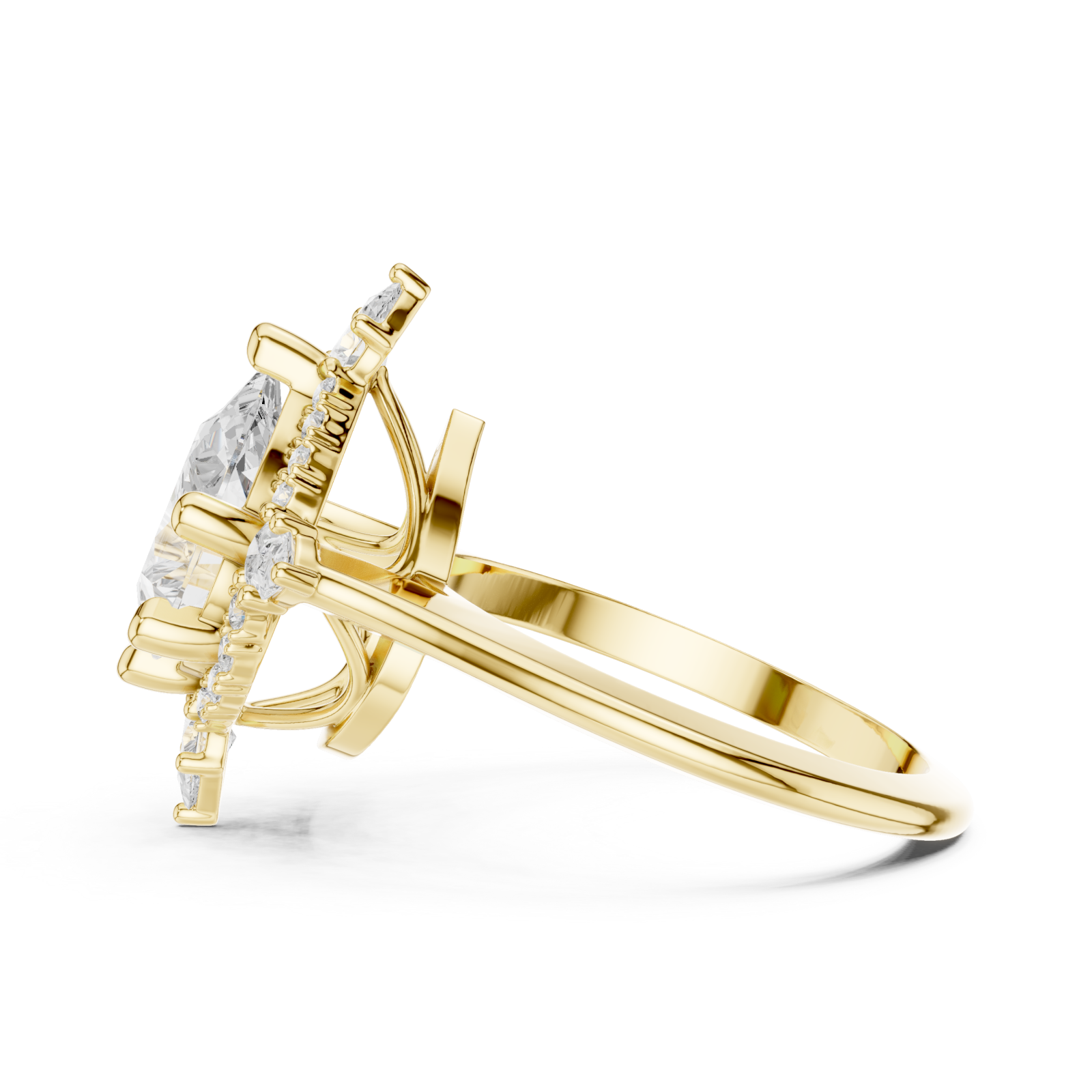  Gold Whispering Radiance Solitaire Ring Side View
