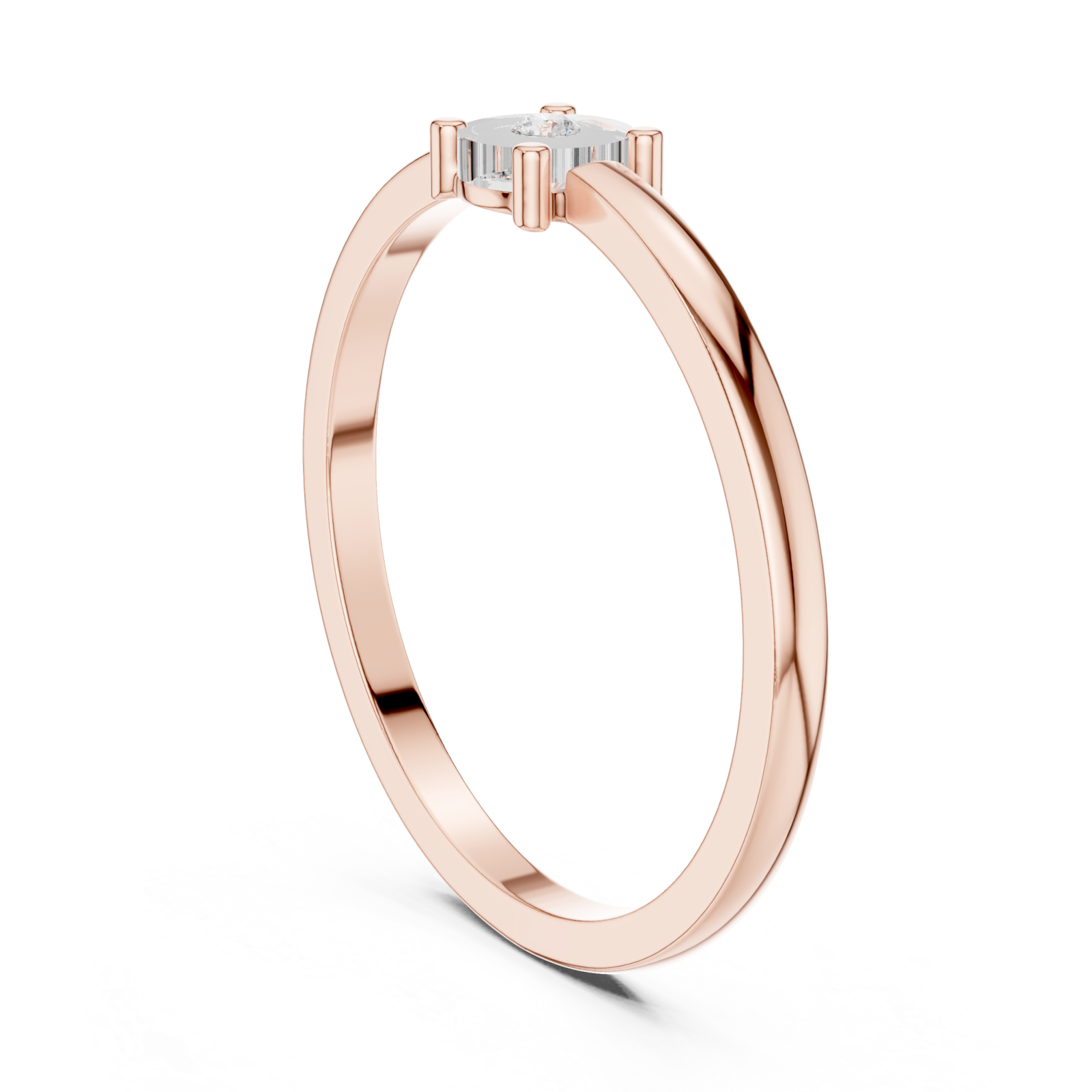  Rose Gold Radiant Mist Oval Accent Stackable Ring Left View