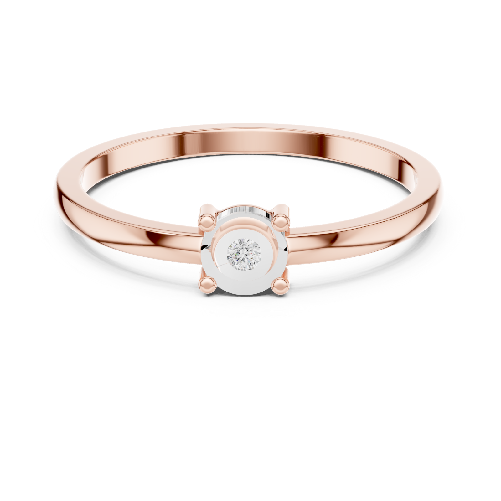  Rose Gold Radiant Mist Oval Accent Stackable Ring Front View