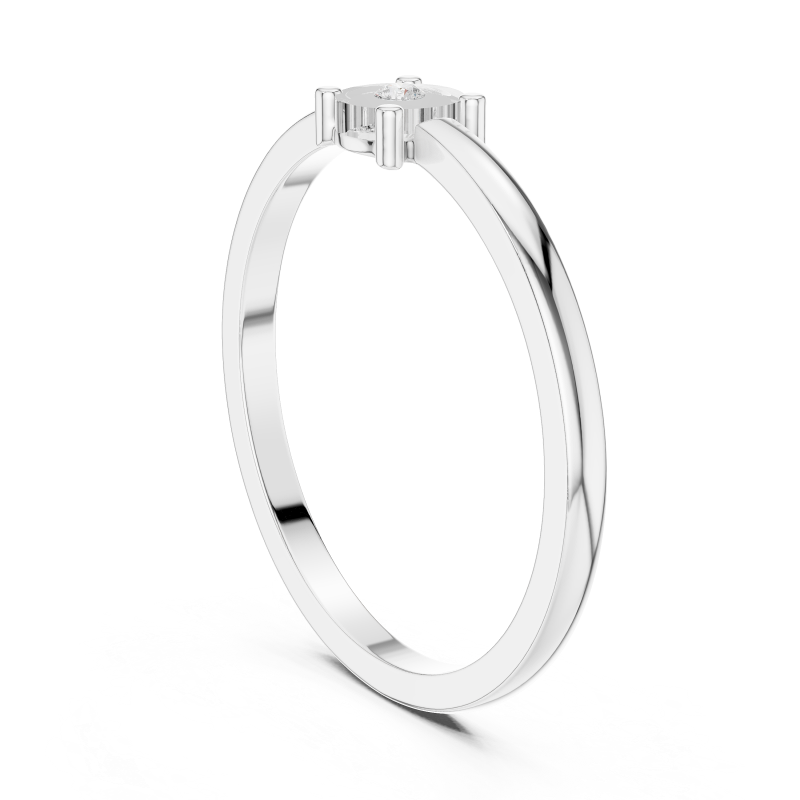  White Gold Radiant Mist Oval Accent Stackable Ring Left View