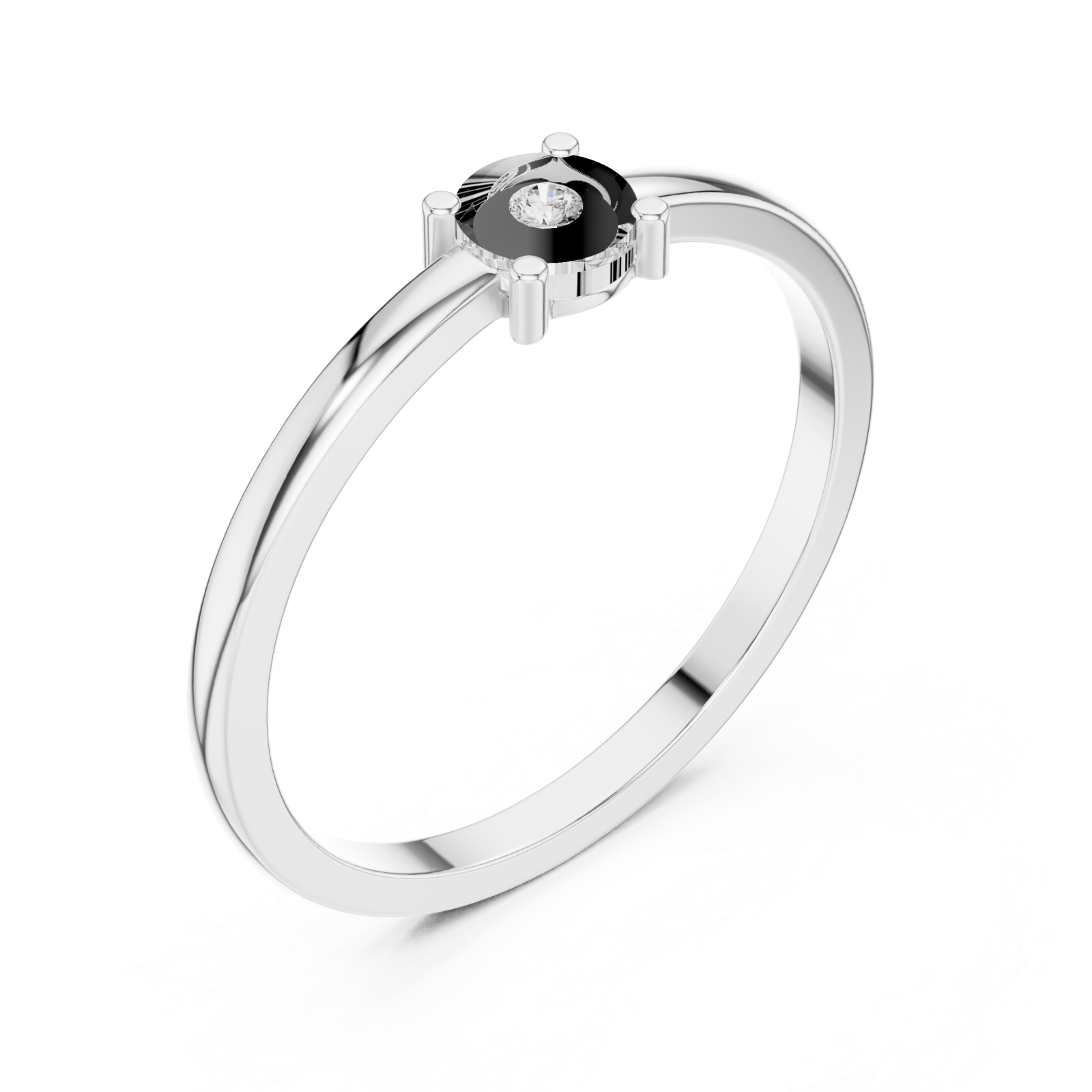  White Gold Radiant Mist Oval Accent Stackable Ring Right View