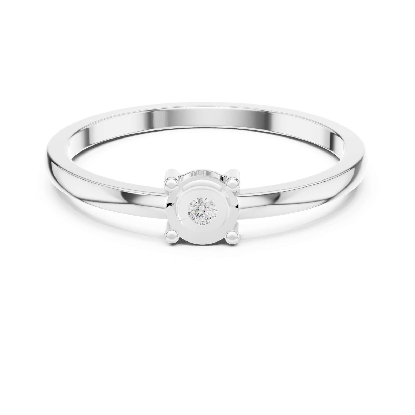  White Gold Radiant Mist Oval Accent Stackable Ring Front View