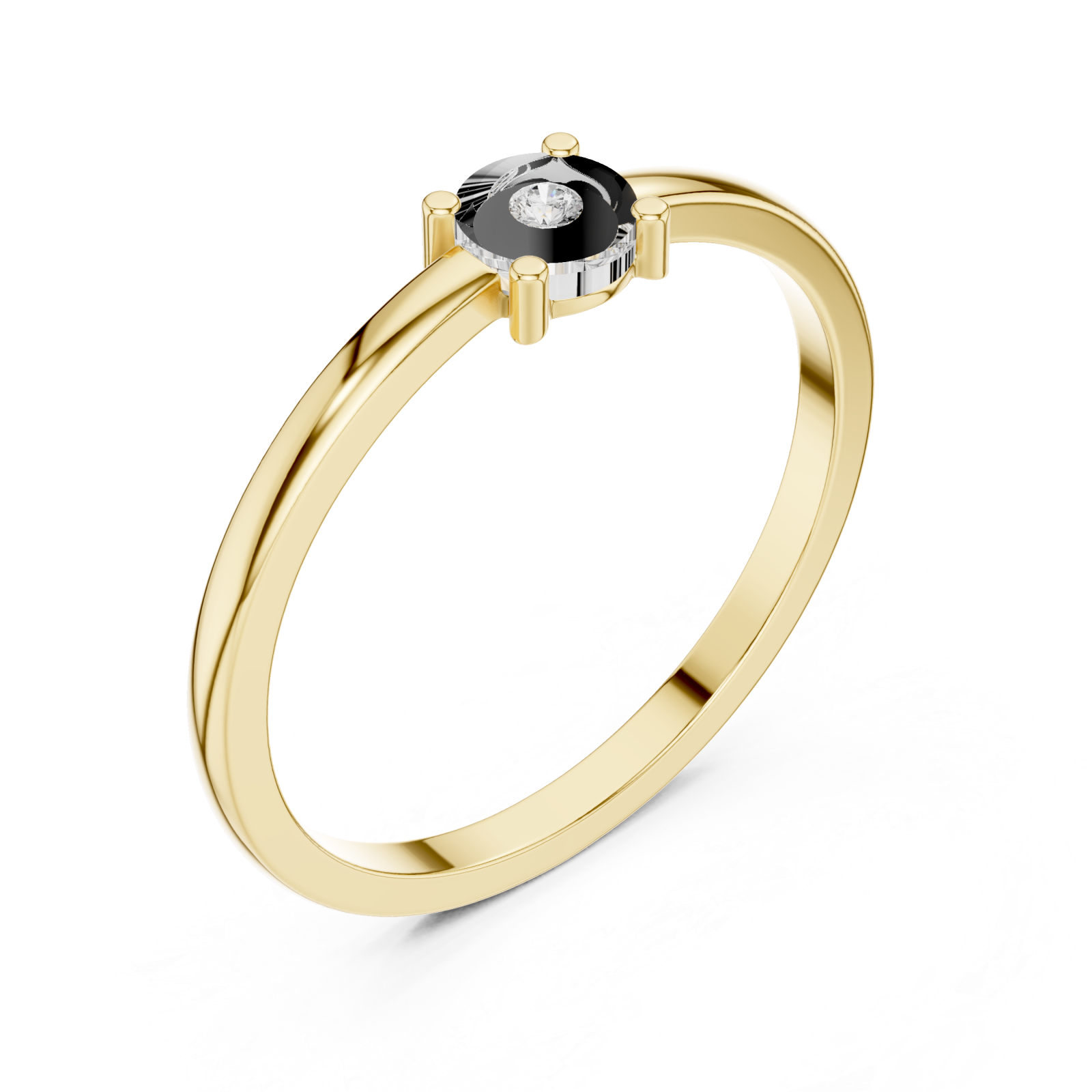 Gold Radiant Mist Oval Accent Stackable Ring Right View