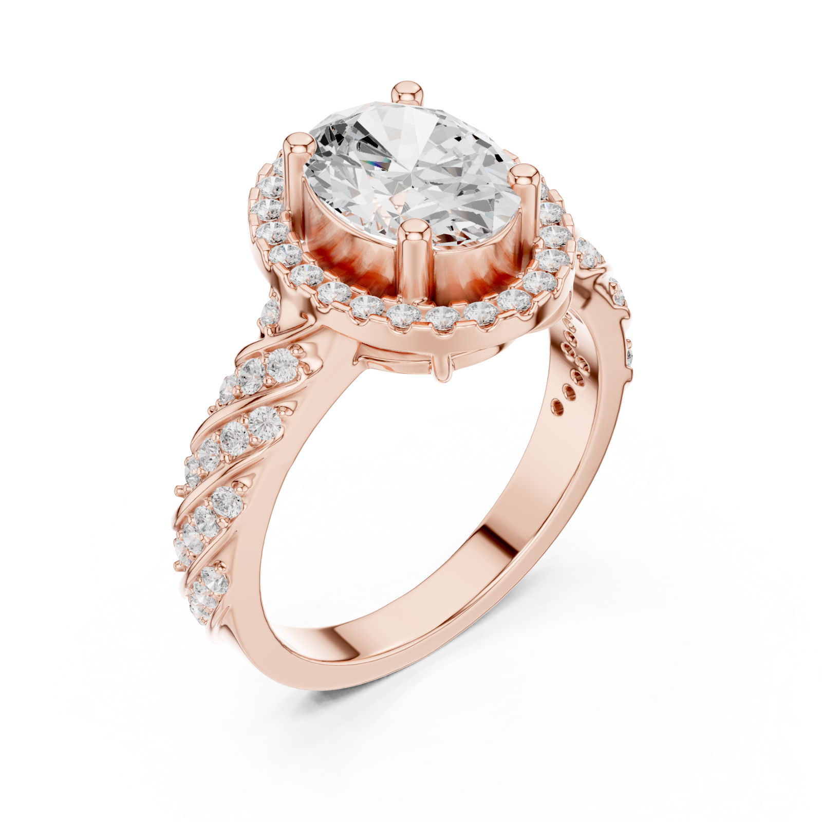  Rose Gold Enchanted Spiral Solitaire Statement Ring Right View
