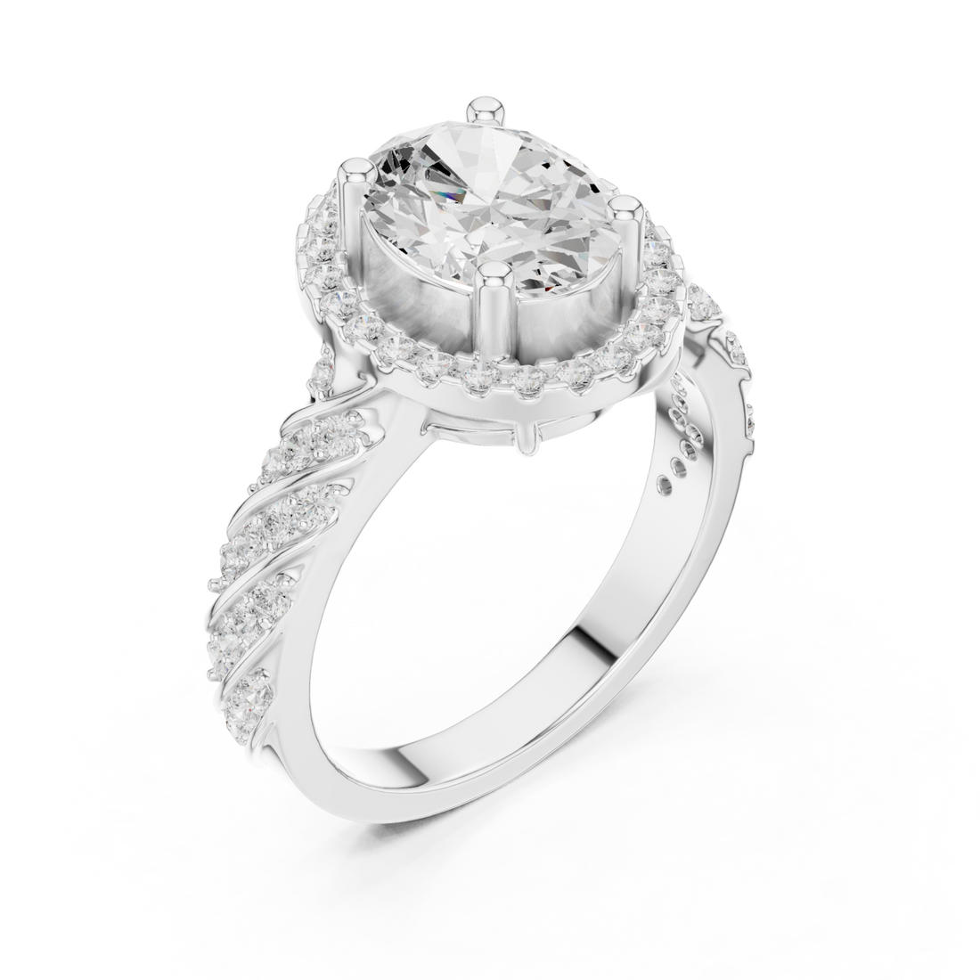  White Gold Enchanted Spiral Solitaire Statement Ring Right View