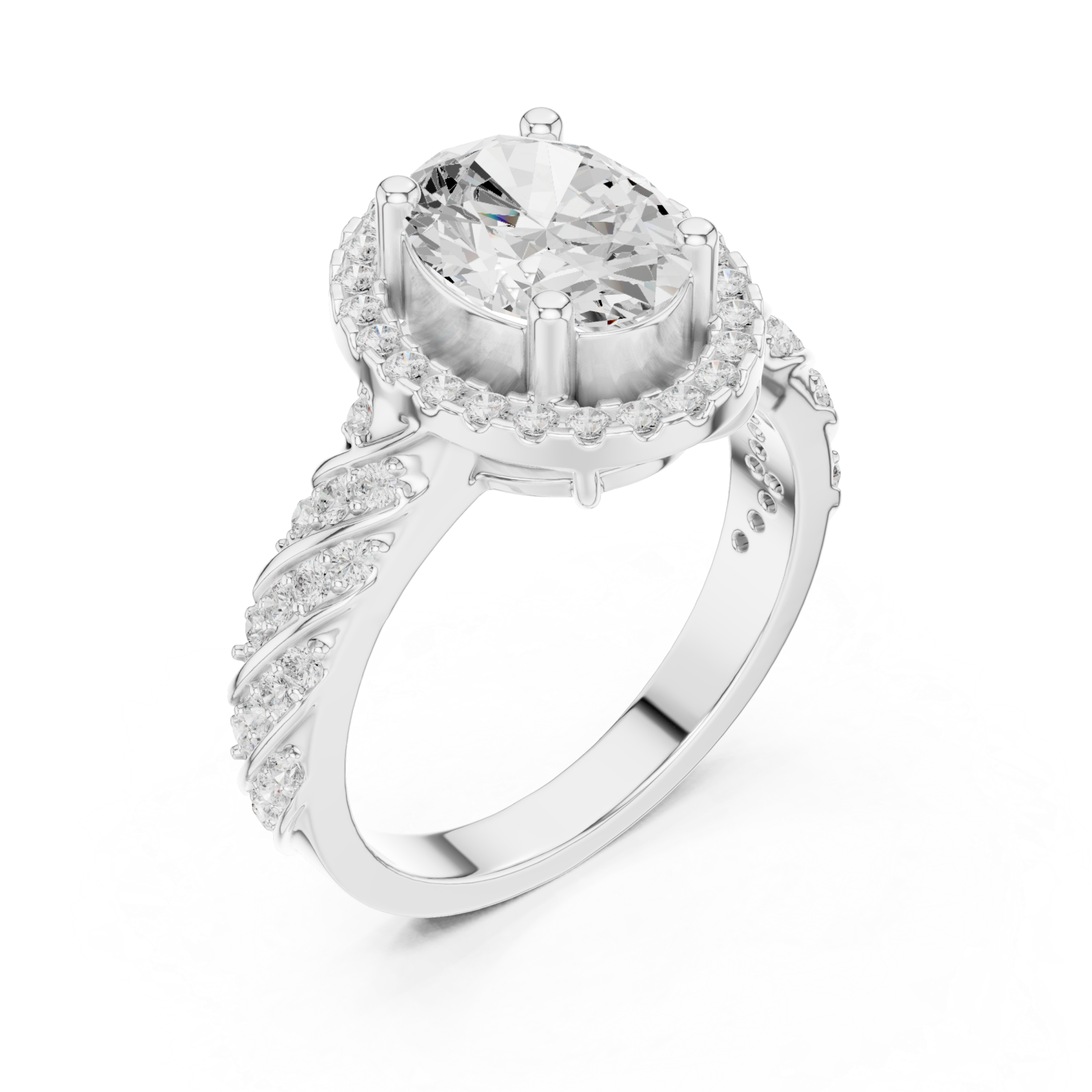  White Gold Enchanted Spiral Solitaire Statement Ring Right View