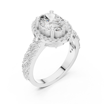  White Gold Enchanted Spiral Solitaire Statement Ring Right View