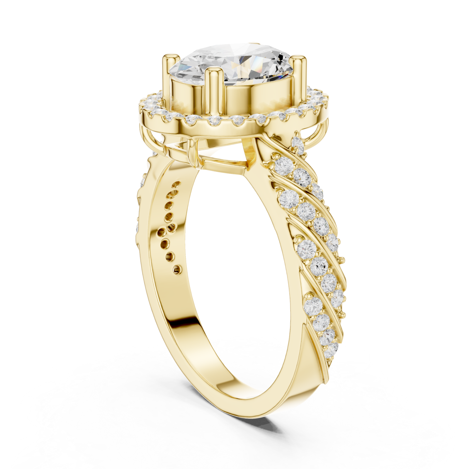  Gold Enchanted Spiral Solitaire Statement Ring Left View