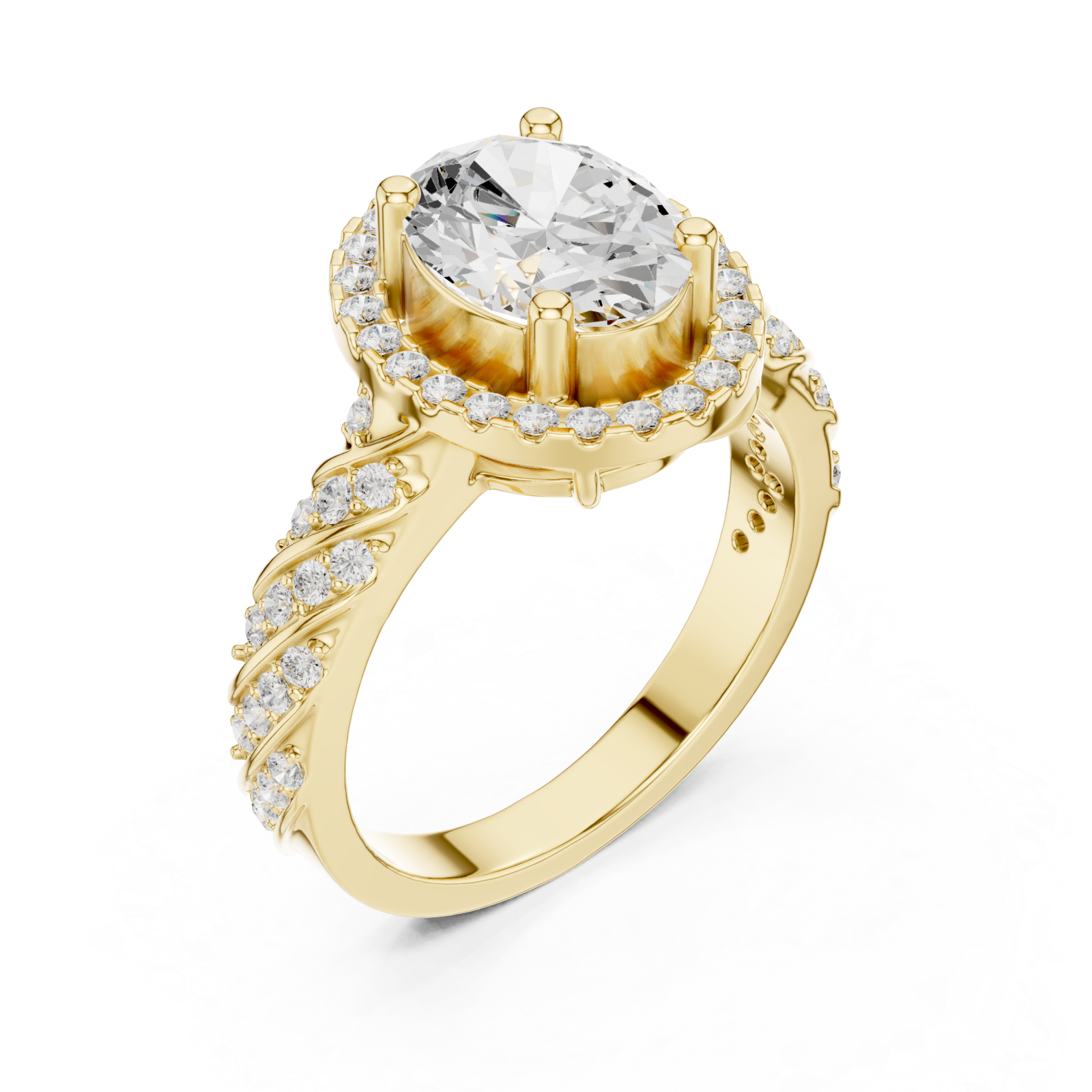 Gold Enchanted Spiral Solitaire Statement Ring Right View