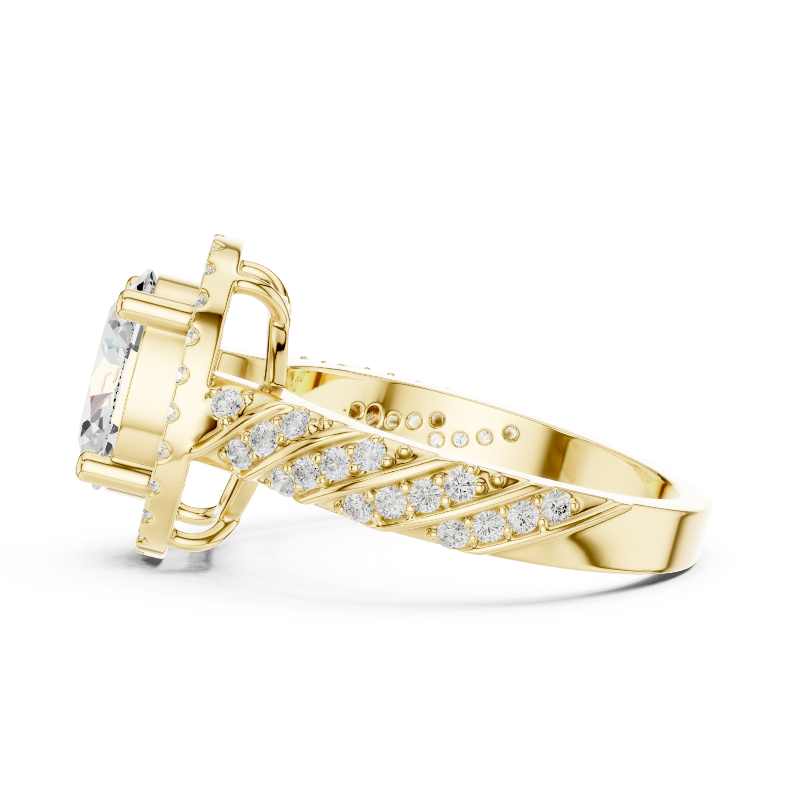  Gold Enchanted Spiral Solitaire Statement Ring Side View