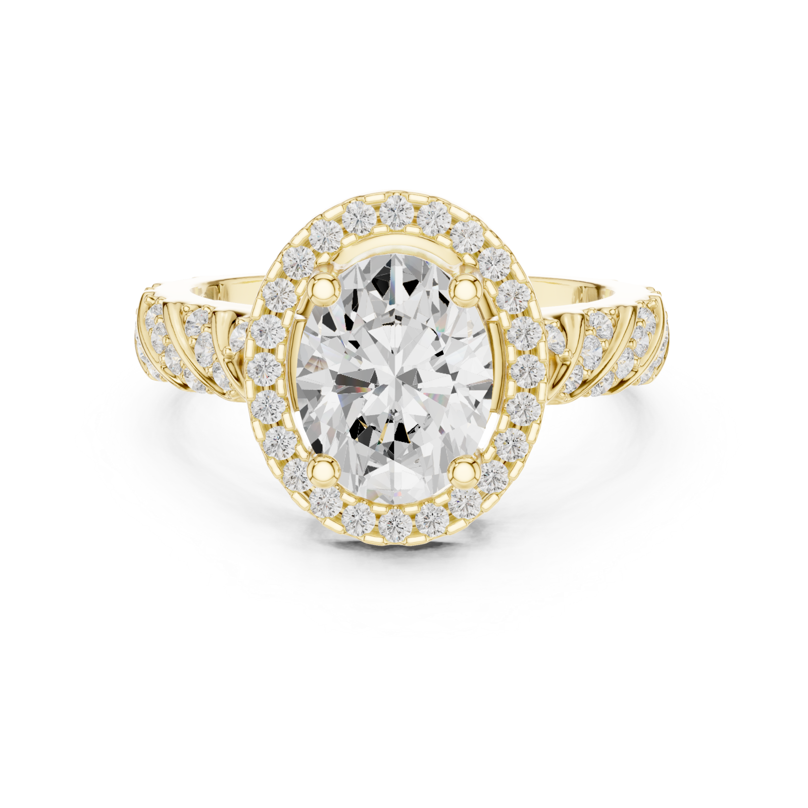  Gold Enchanted Spiral Solitaire Statement Ring Front View