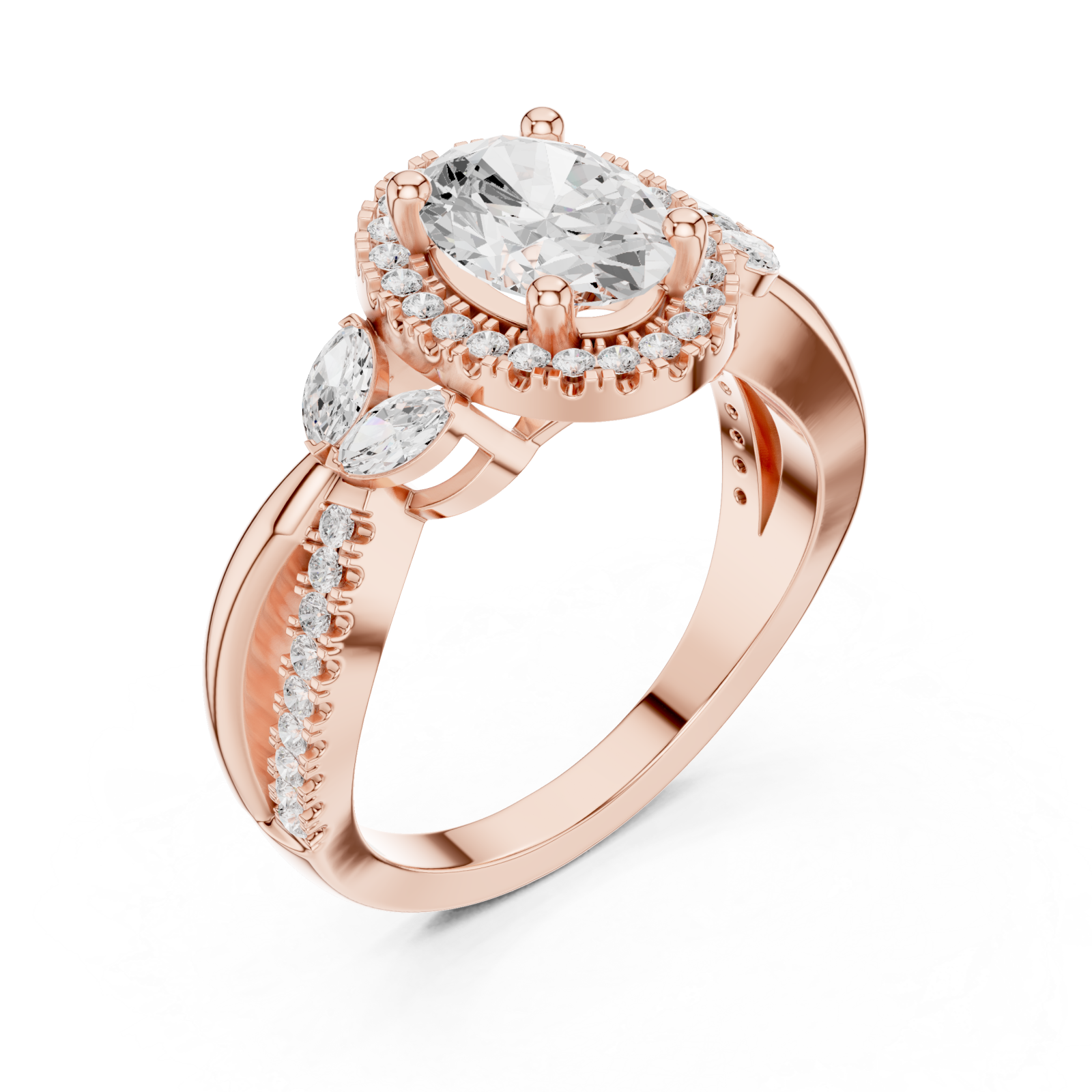  Rose Gold Celestial Illusion Ornate Band Ring Right View