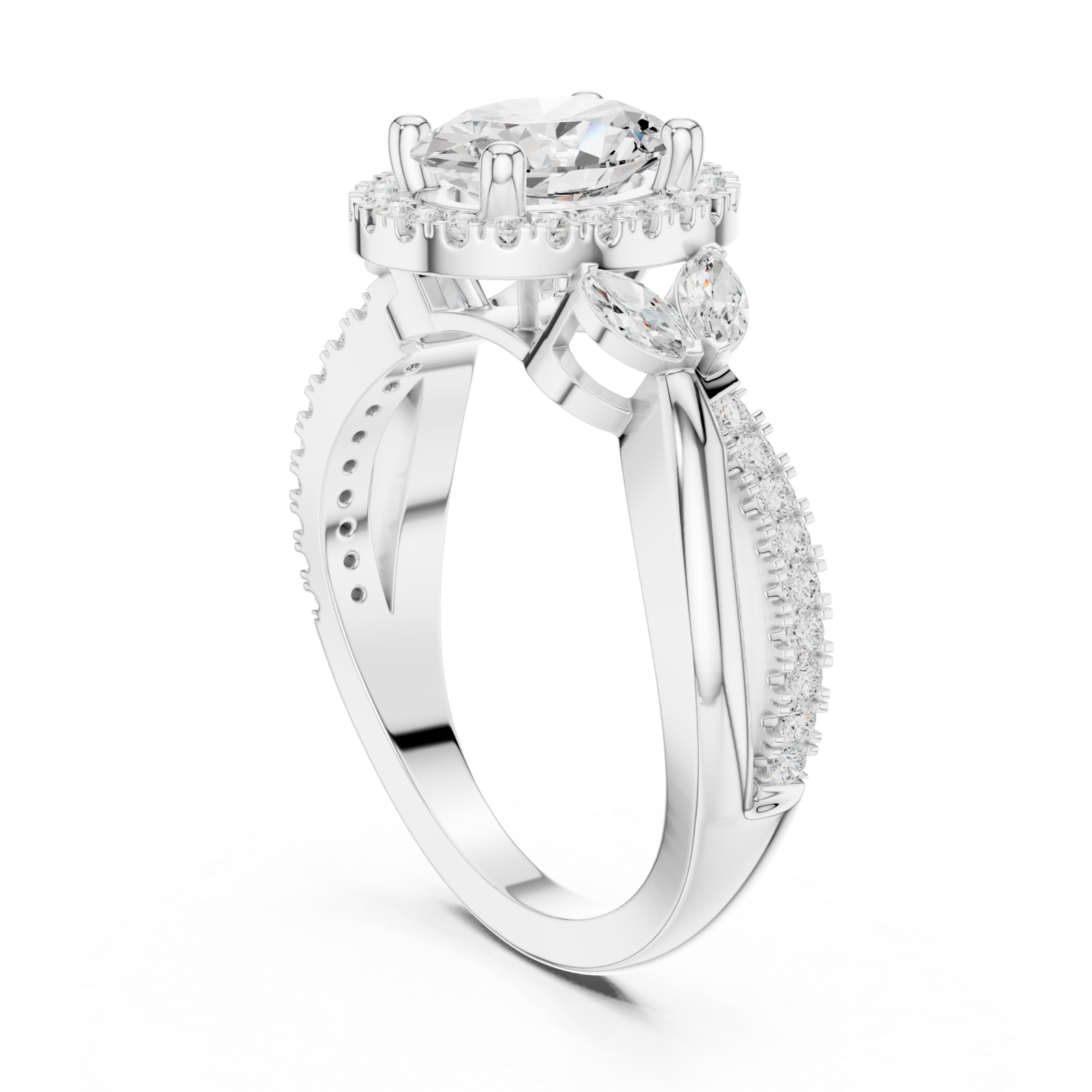  White Gold Celestial Illusion Ornate Band Ring Left View