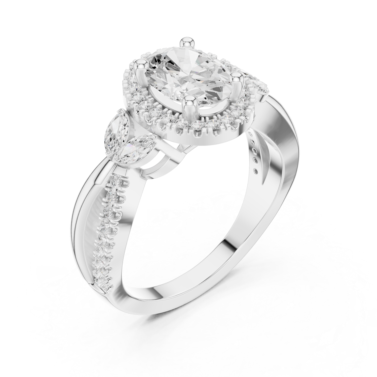  White Gold Celestial Illusion Ornate Band Ring Right View