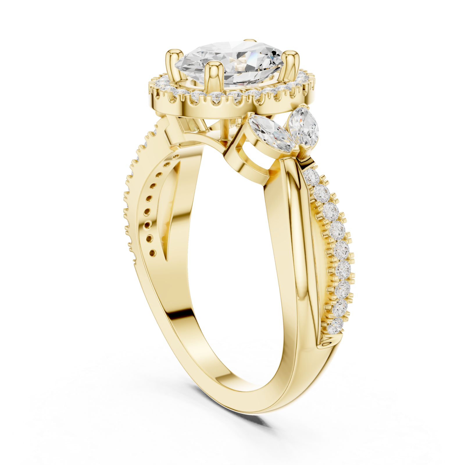  Gold Celestial Illusion Ornate Band Ring Left View