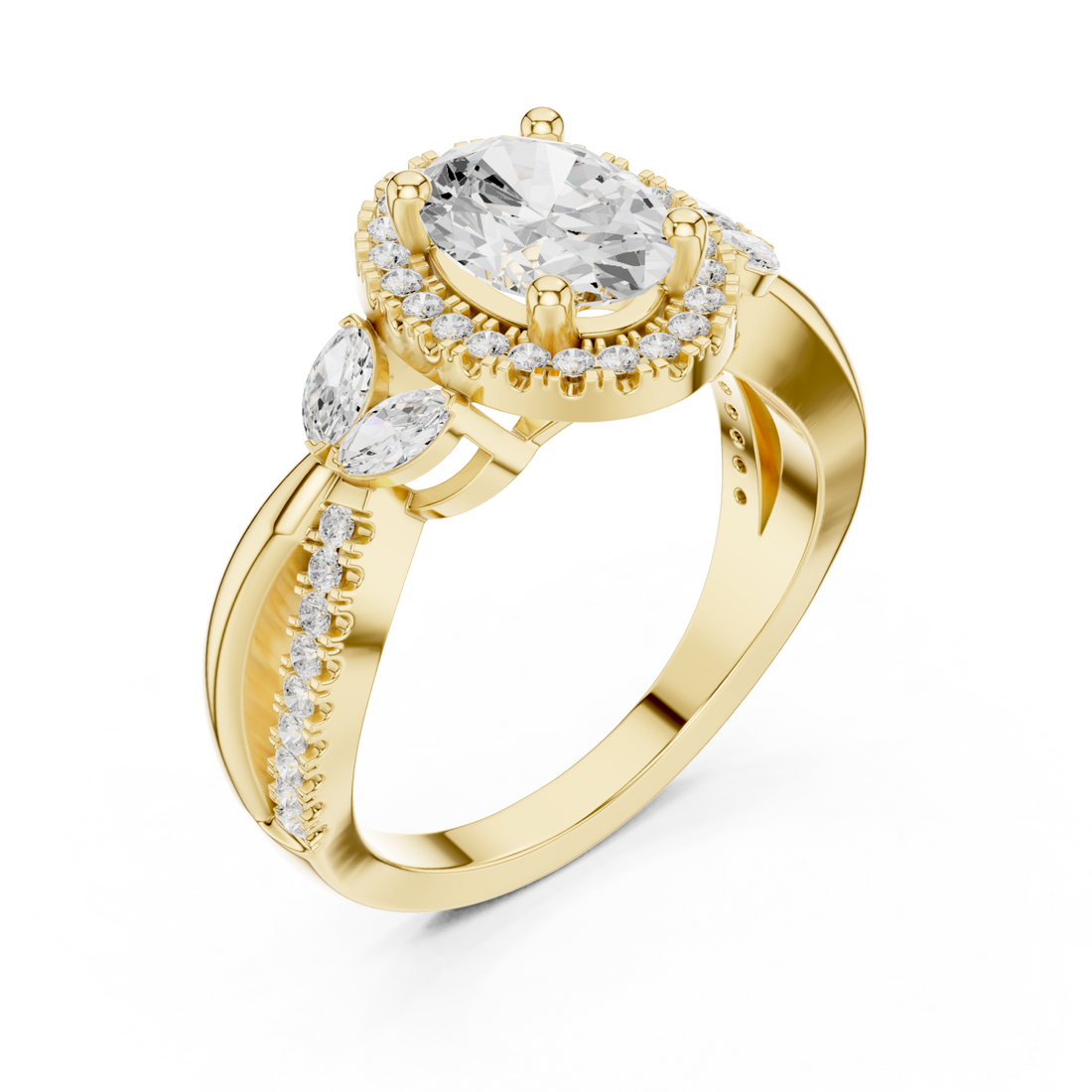 Gold Celestial Illusion Ornate Band Ring Right View