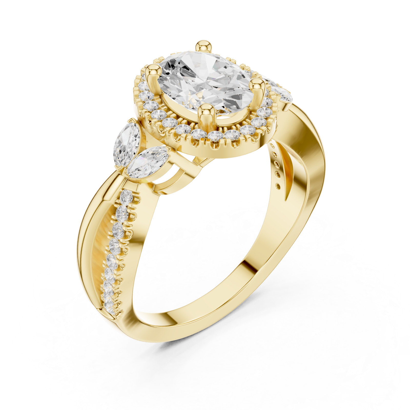 Gold Celestial Illusion Ornate Band Ring Right View