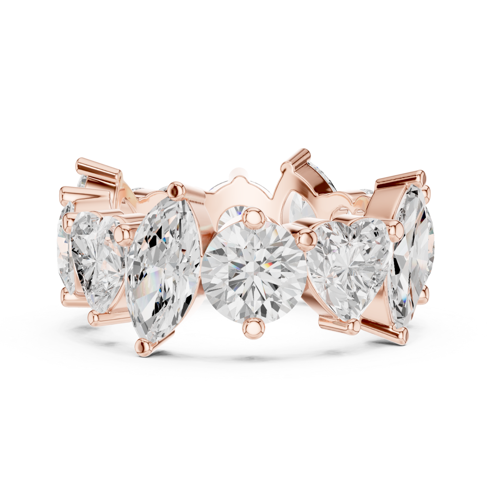  Rose Gold Ethereal Multi-Shape Embrace Band Ring Side View