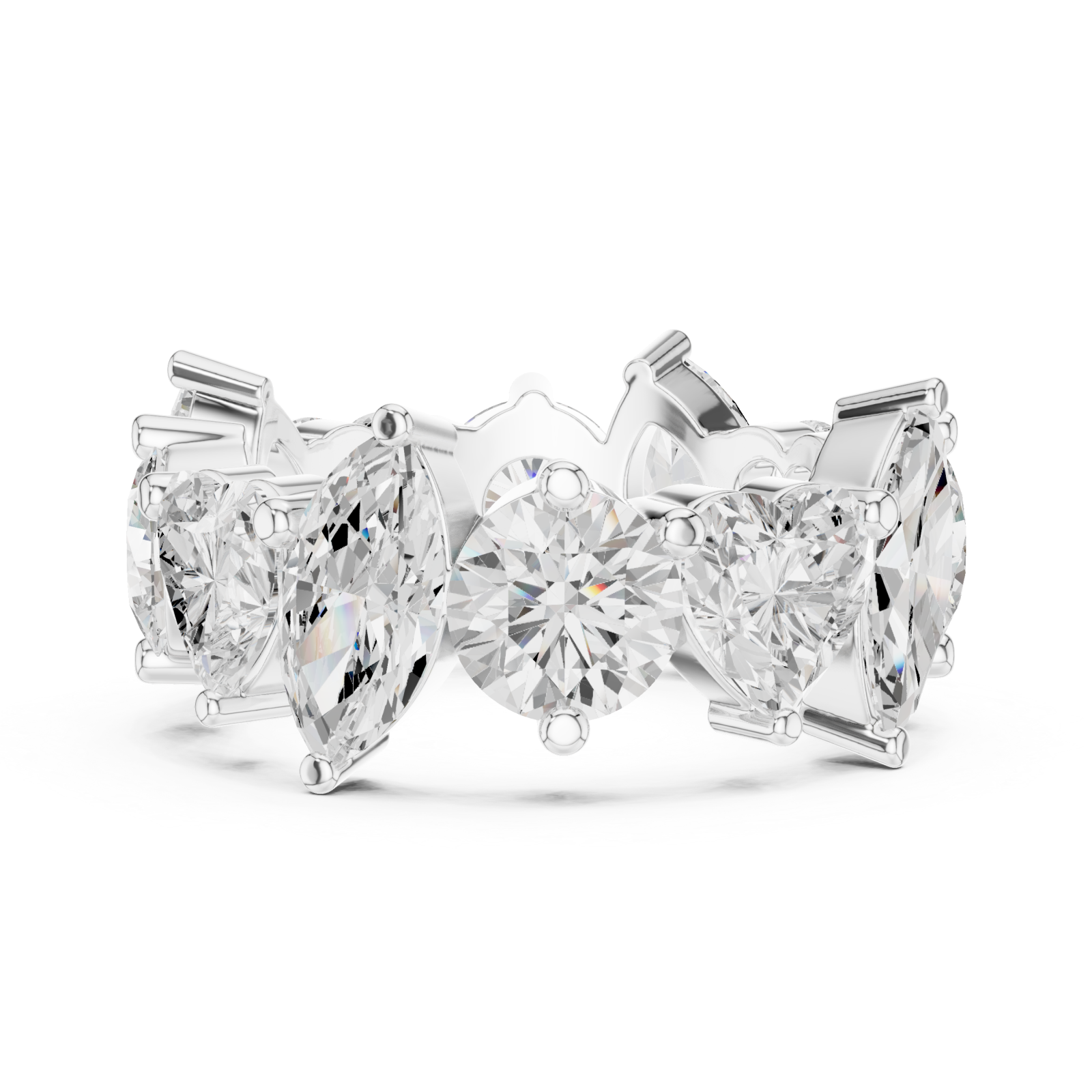  White Gold Ethereal Multi-Shape Embrace Band Ring Side View
