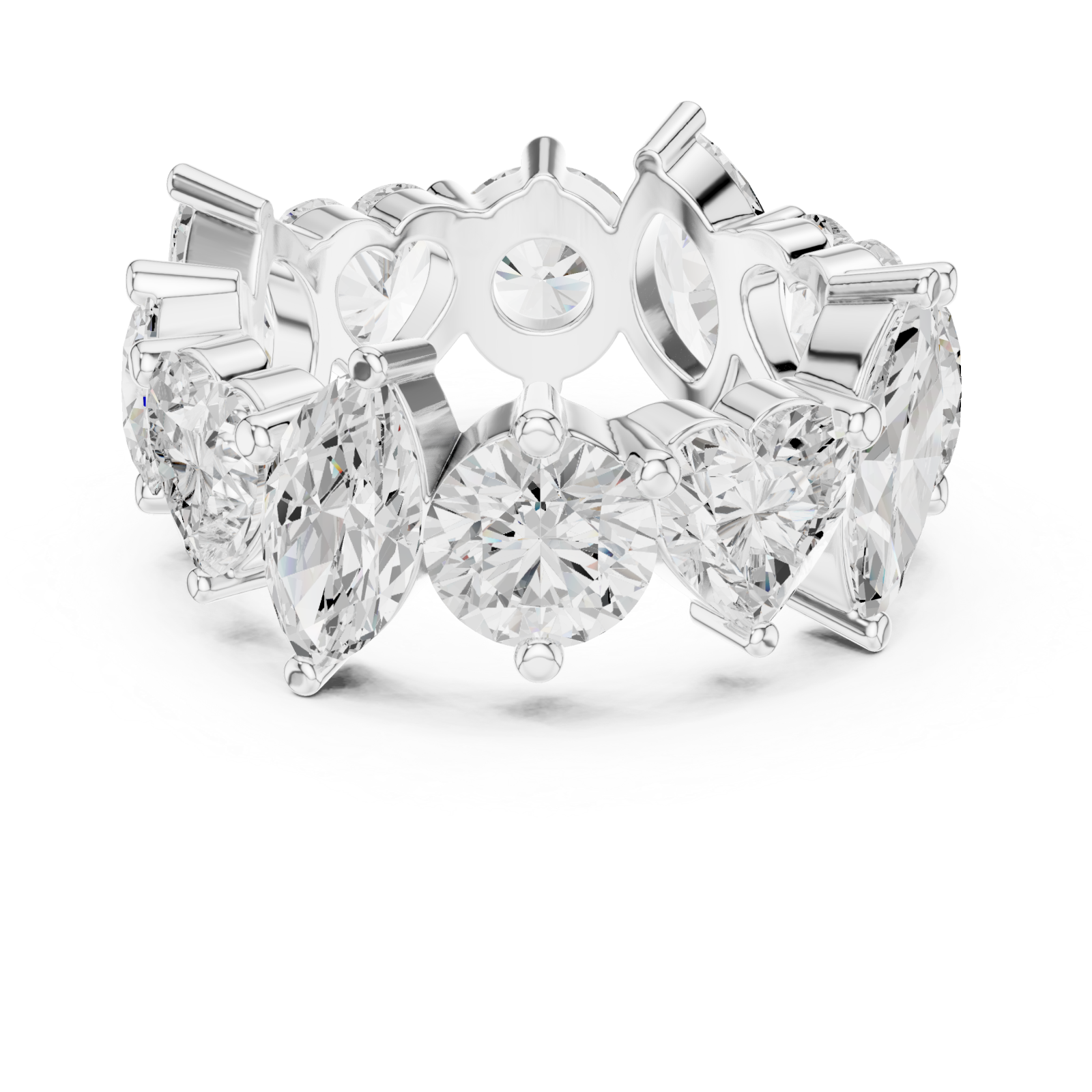  White Gold Ethereal Multi-Shape Embrace Band Ring Front View