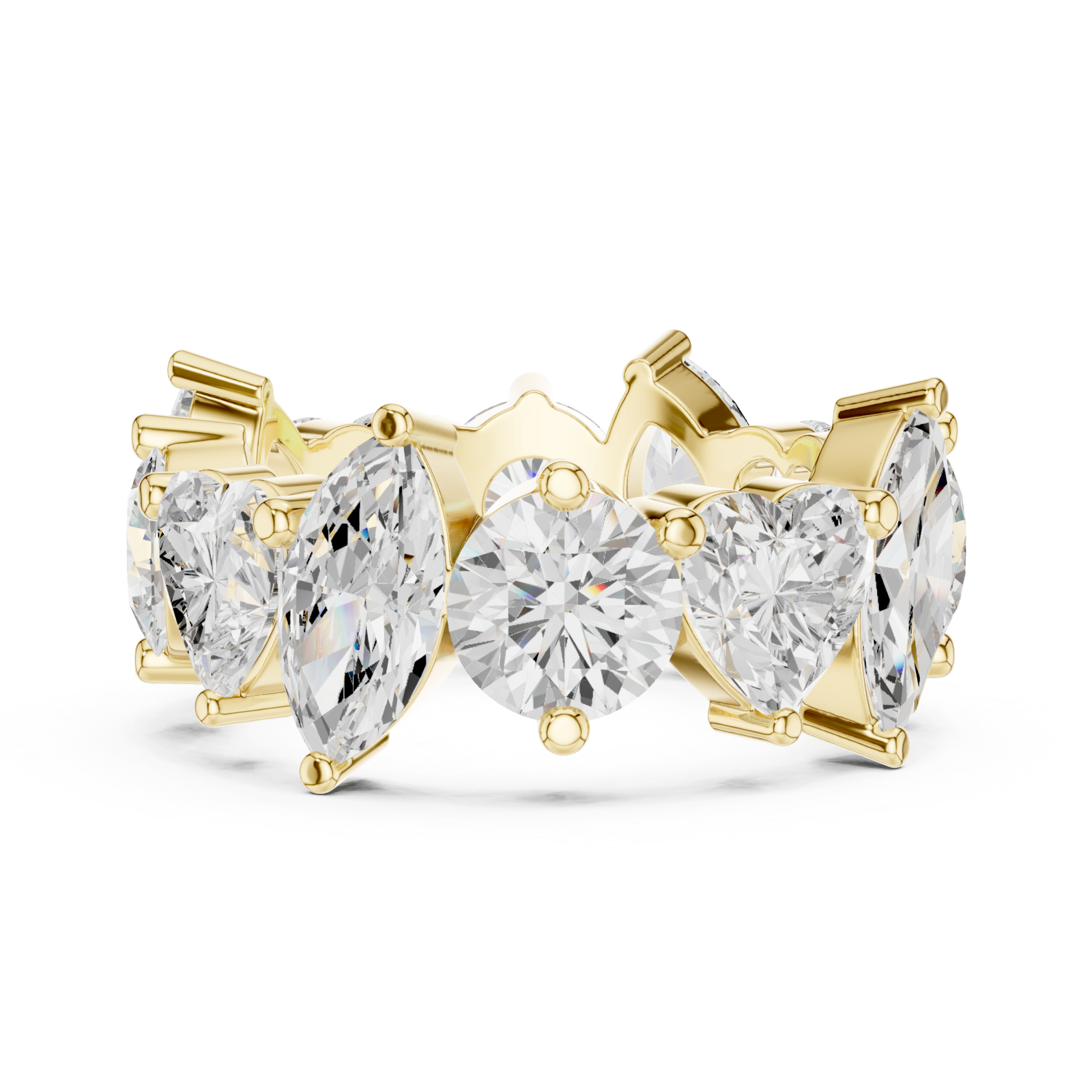  Gold Ethereal Multi-Shape Embrace Band Ring Side View