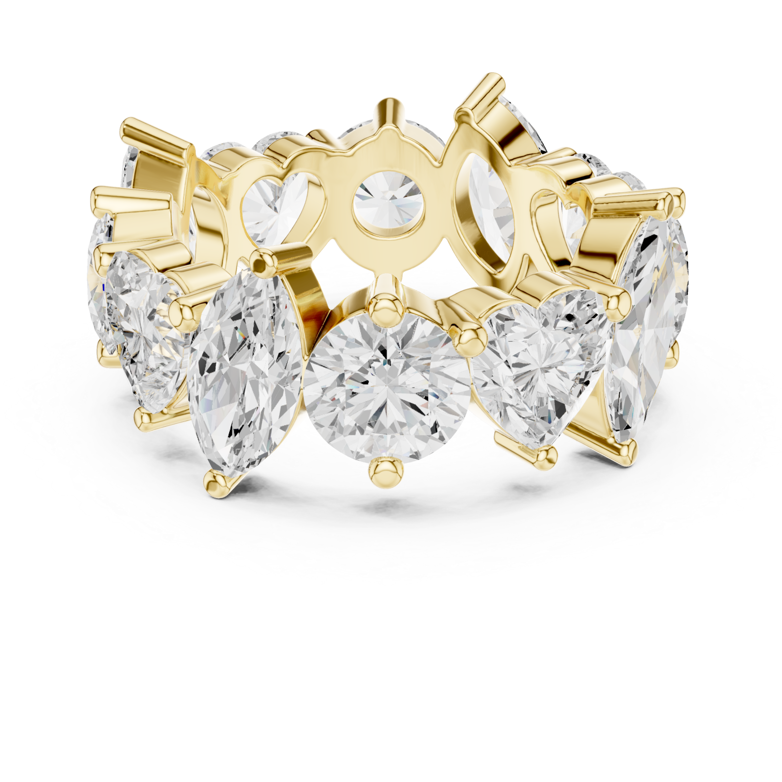  Gold Ethereal Multi-Shape Embrace Band Ring Front View