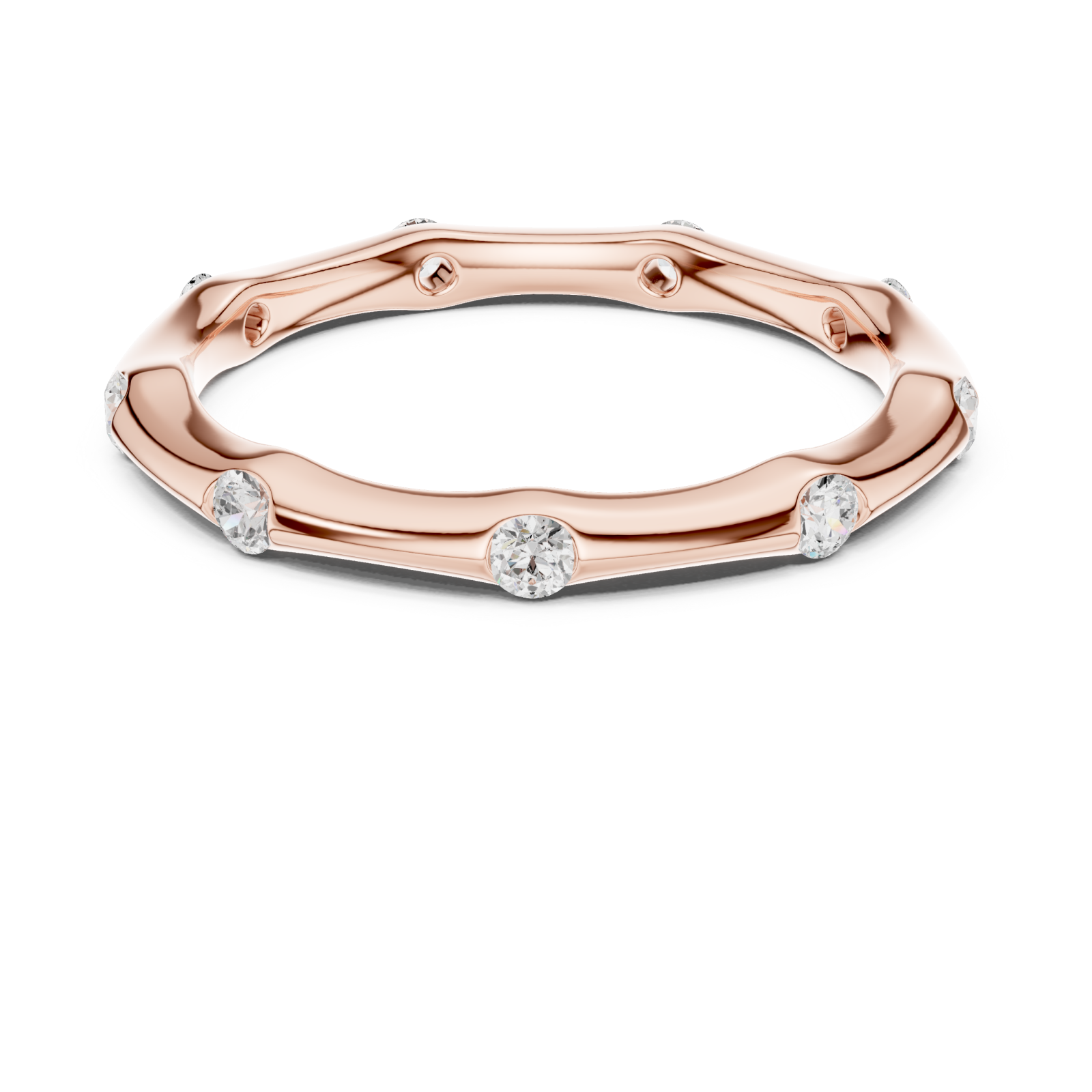  Rose Gold Celestial Tranquility Band Ring Front View