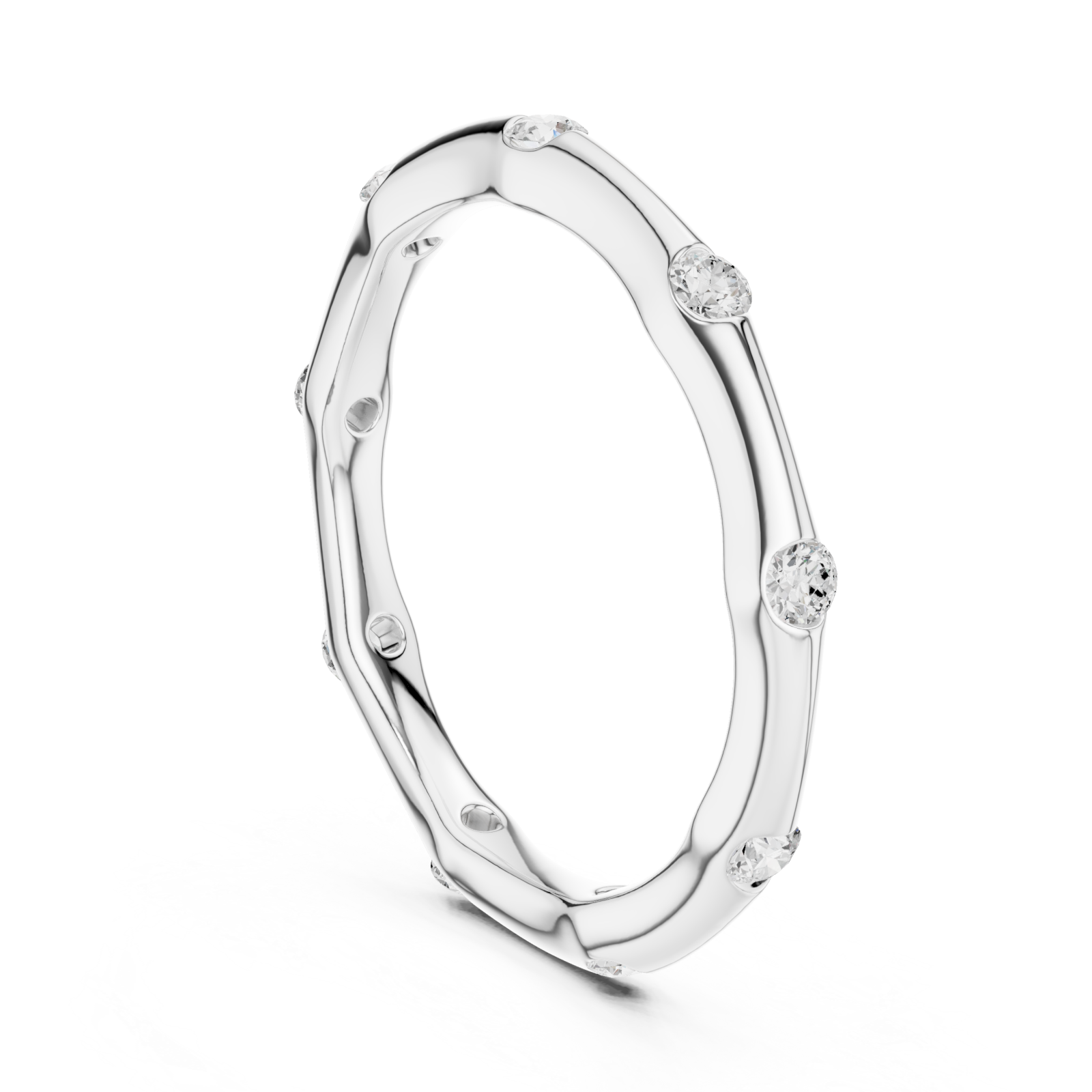  White Gold Celestial Tranquility Band Ring Left View
