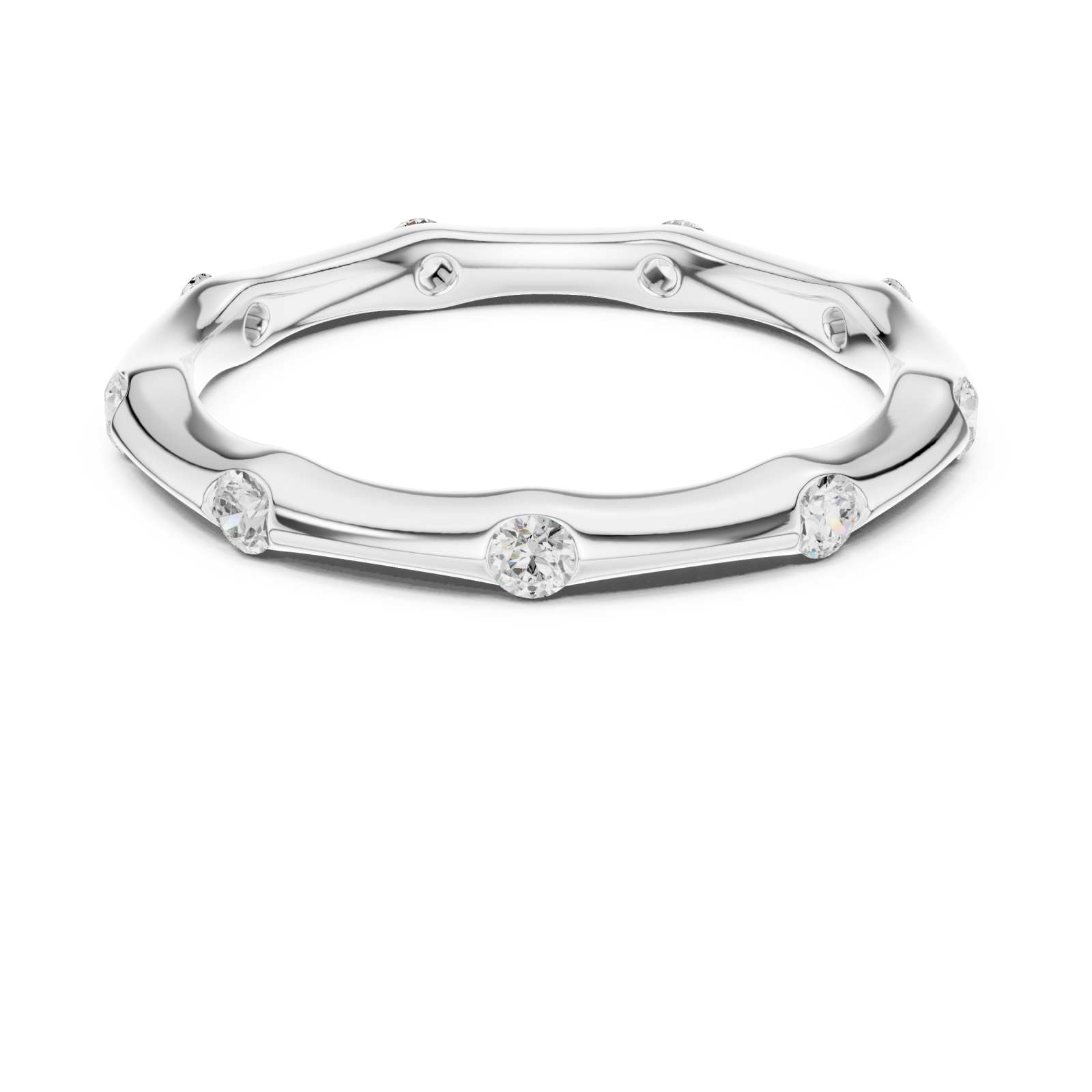  White Gold Celestial Tranquility Band Ring Front View
