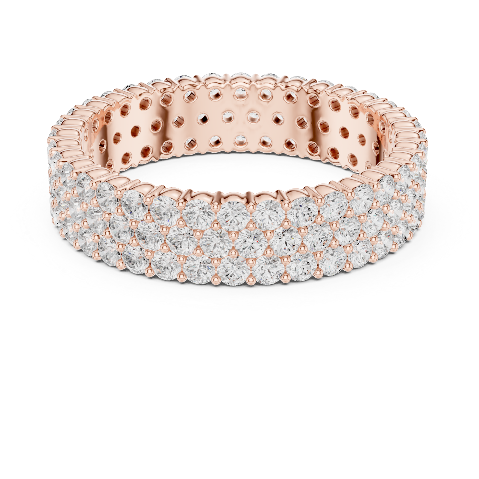  Rose Gold Radiant Mosaic Eternity Statement Ring Front View