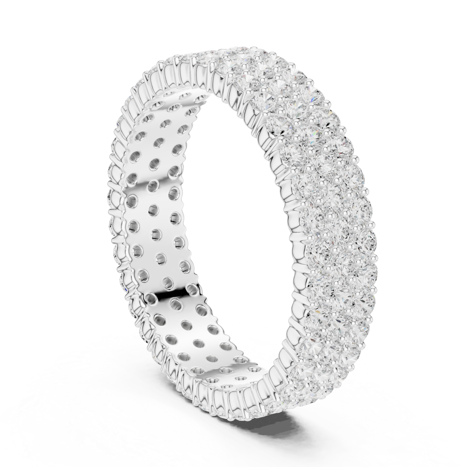  White Gold Radiant Mosaic Eternity Statement Ring Left View