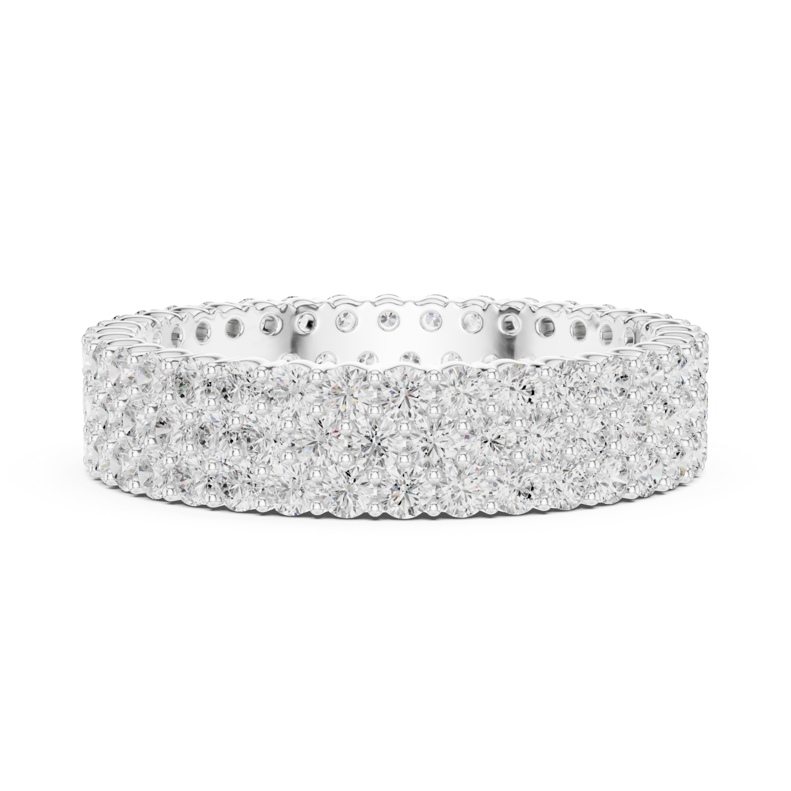  White Gold Radiant Mosaic Eternity Statement Ring Side View