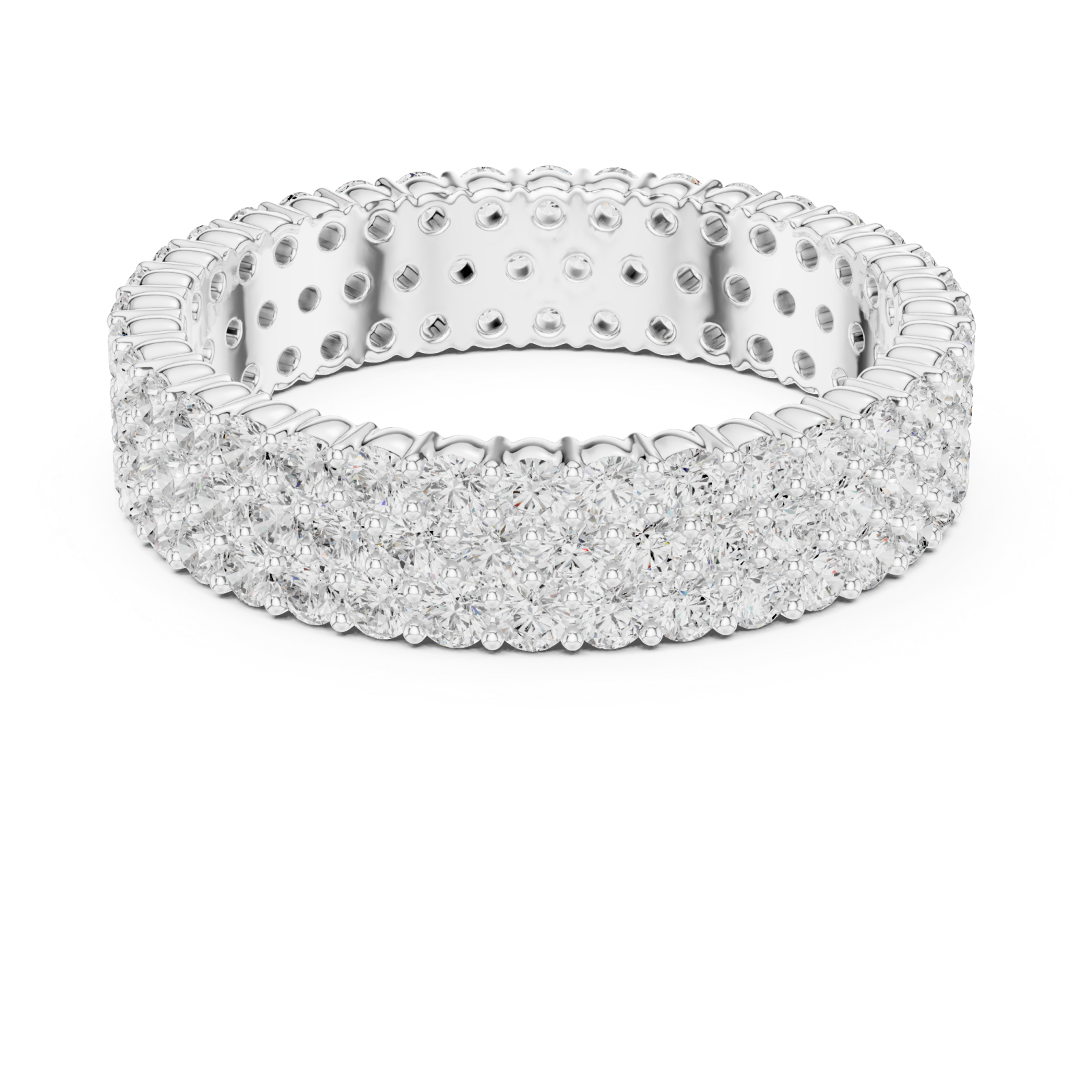  White Gold Radiant Mosaic Eternity Statement Ring Front View