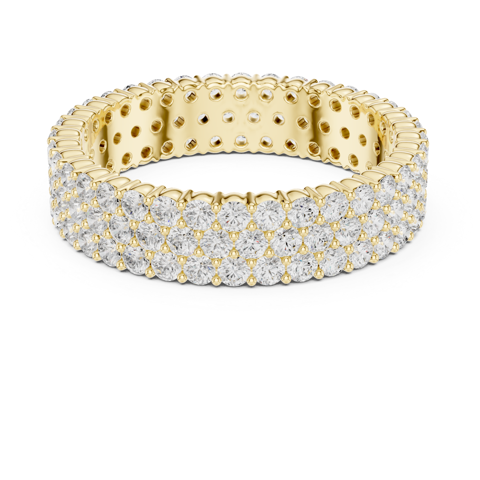  Gold Radiant Mosaic Eternity Statement Ring Front View