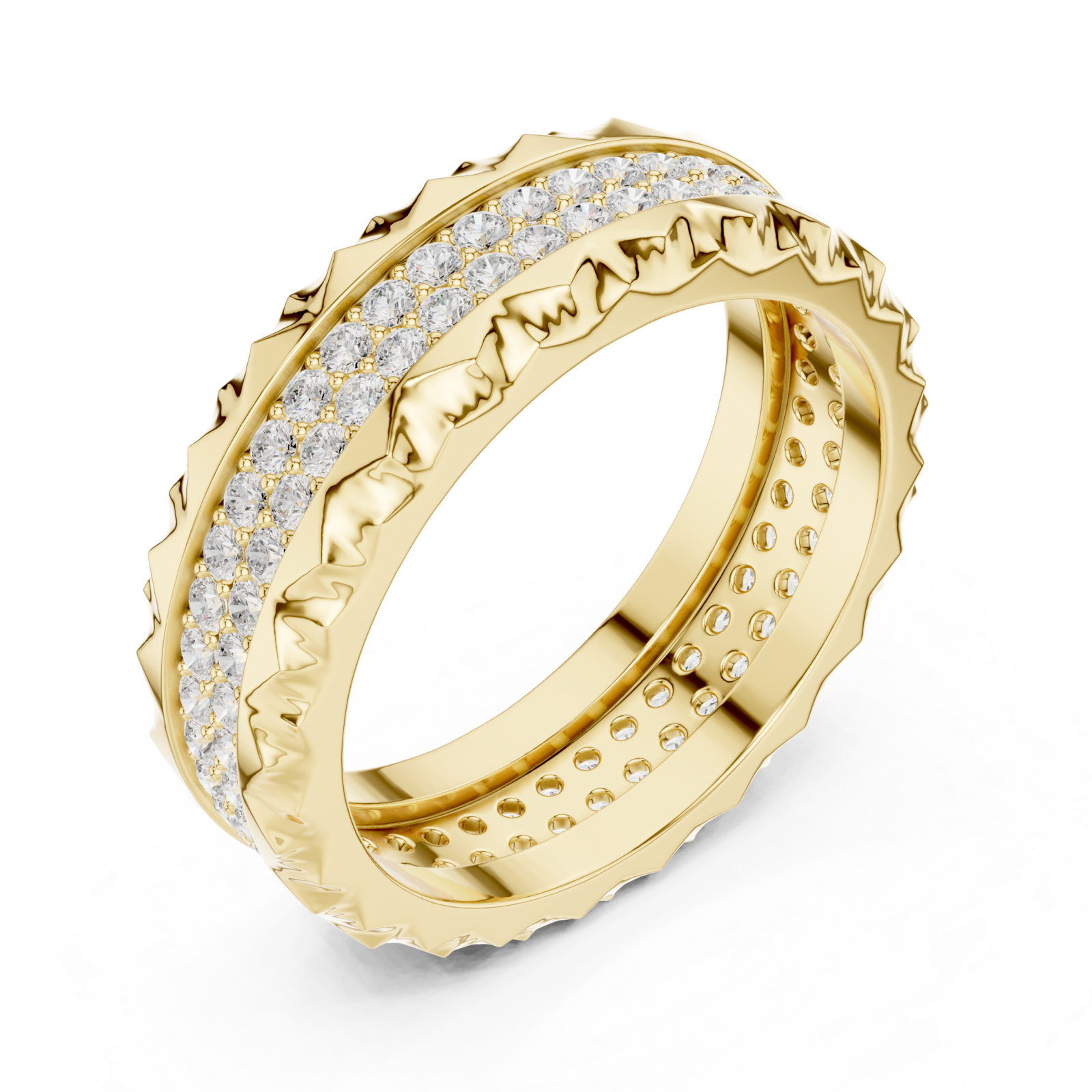 Gold Serene Rippled Edge Stacking Band Right View