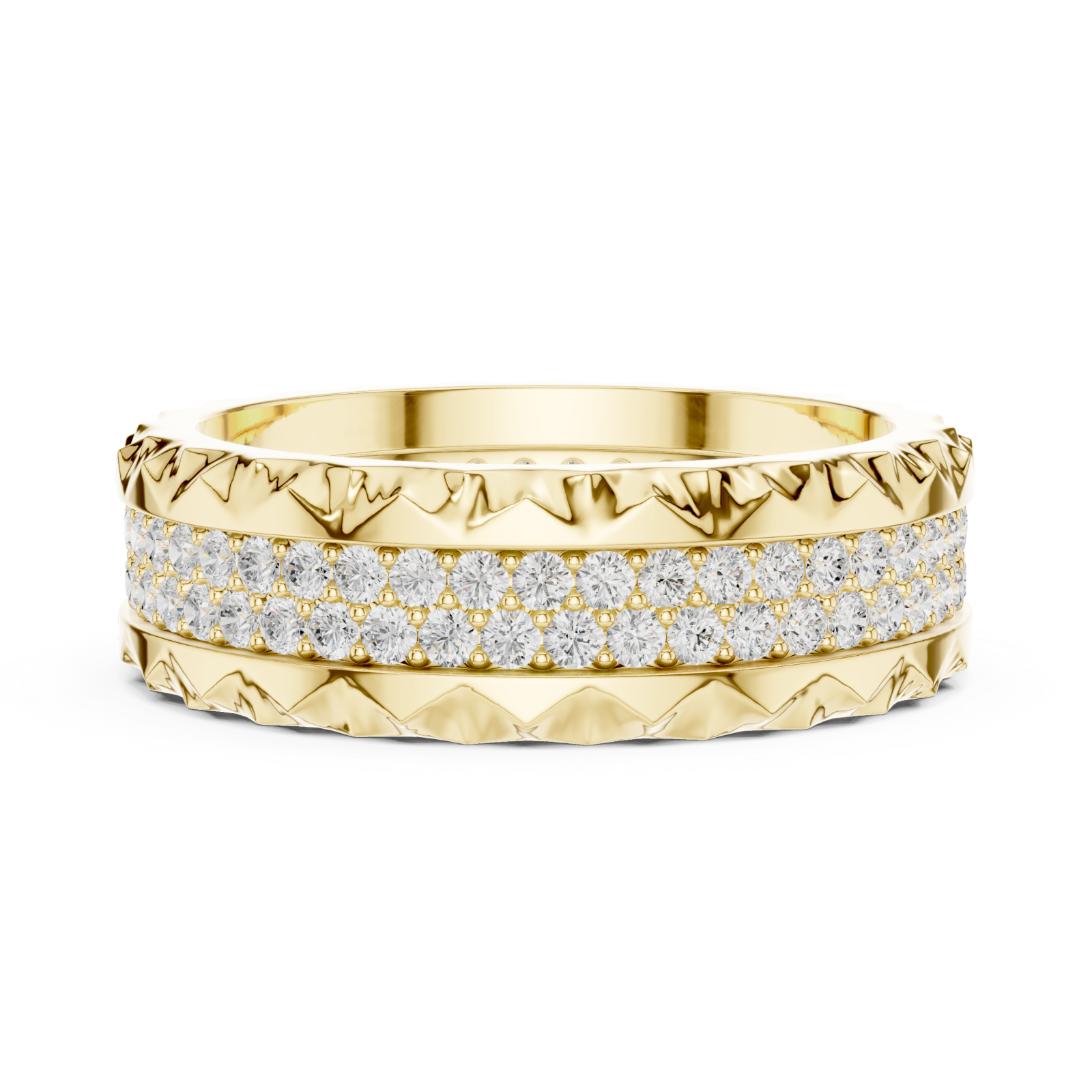  Gold Serene Rippled Edge Stacking Band Side View