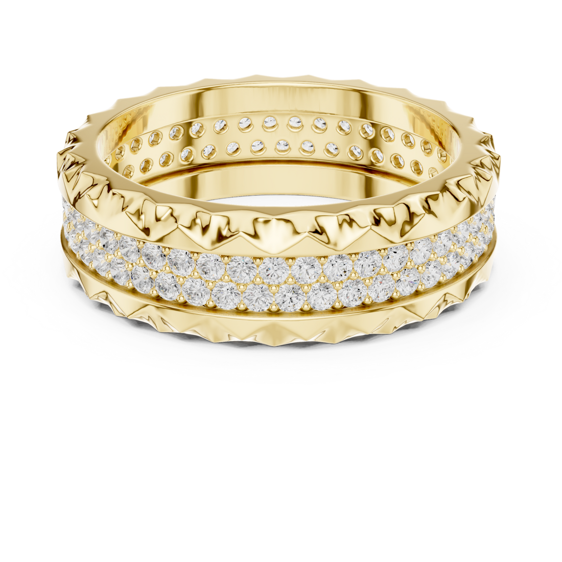 Gold Serene Rippled Edge Stacking Band Right View