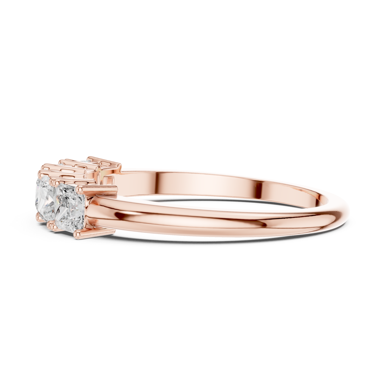  Rose Gold Cascading Radiance Princess Band Side View