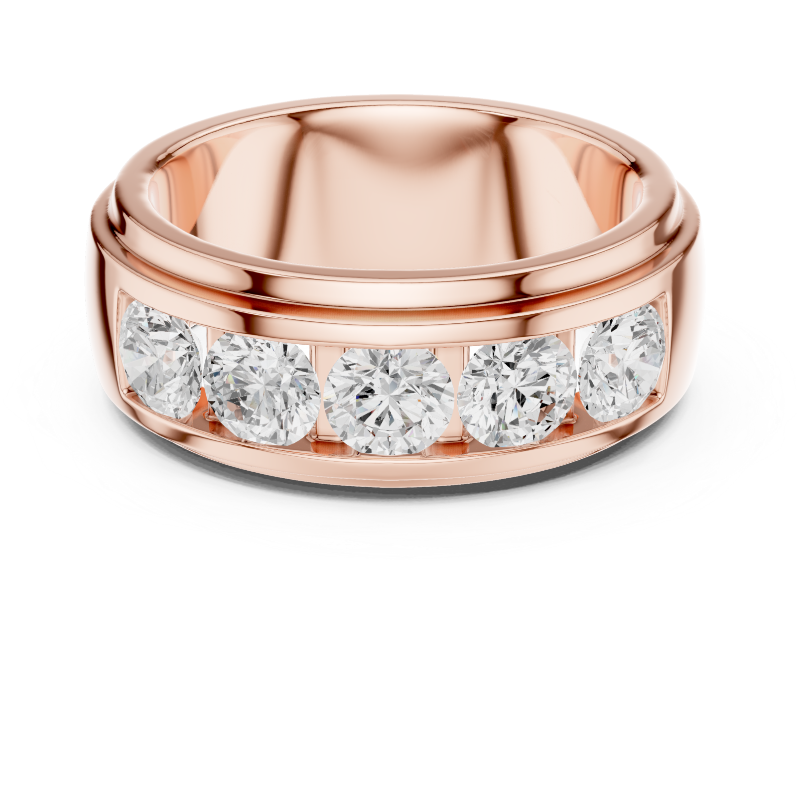 Rose Gold Grand Pavé Cascade Modern Band Front View
