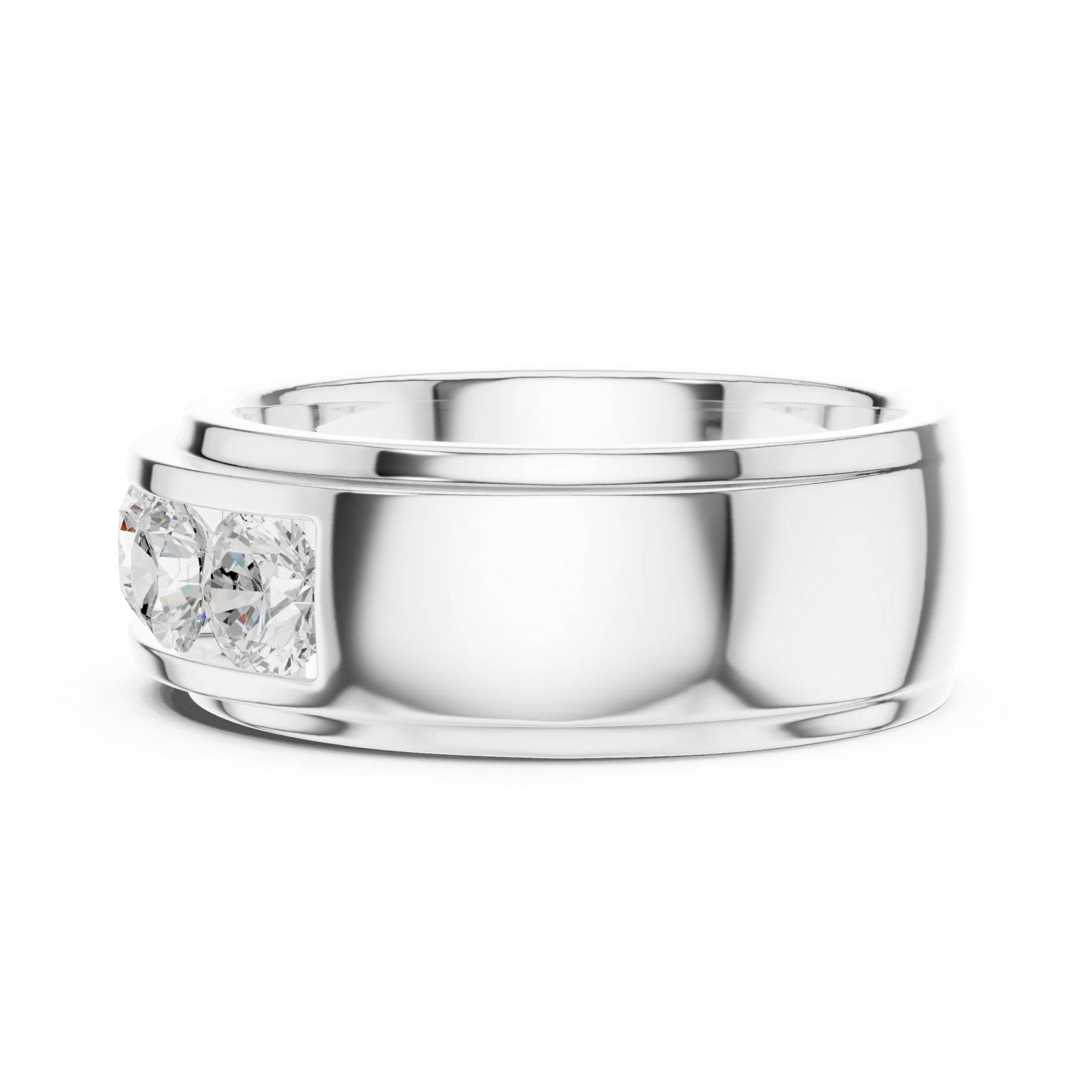  White Gold Grand Pavé Cascade Modern Band Side View