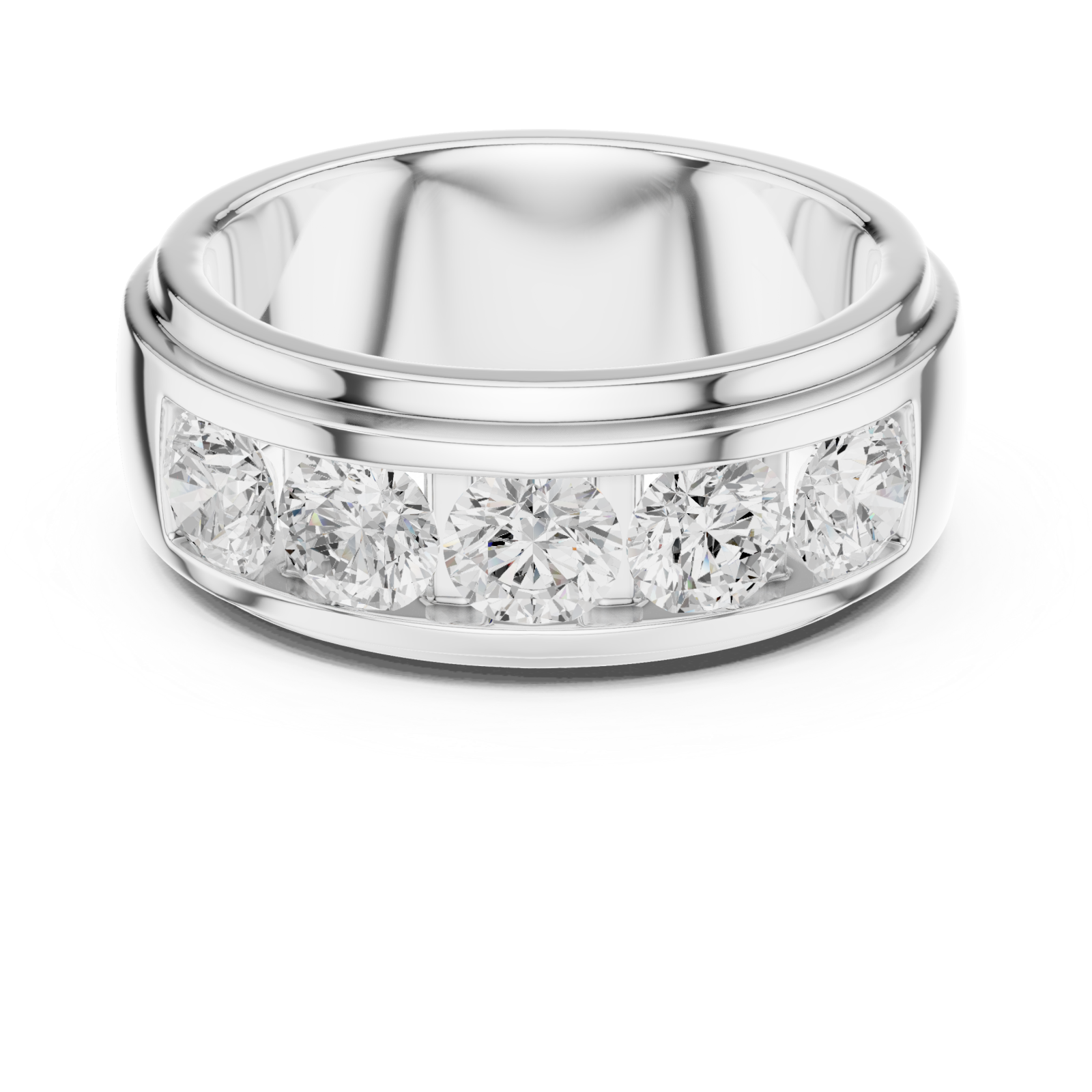  White Gold Grand Pavé Cascade Modern Band Front View