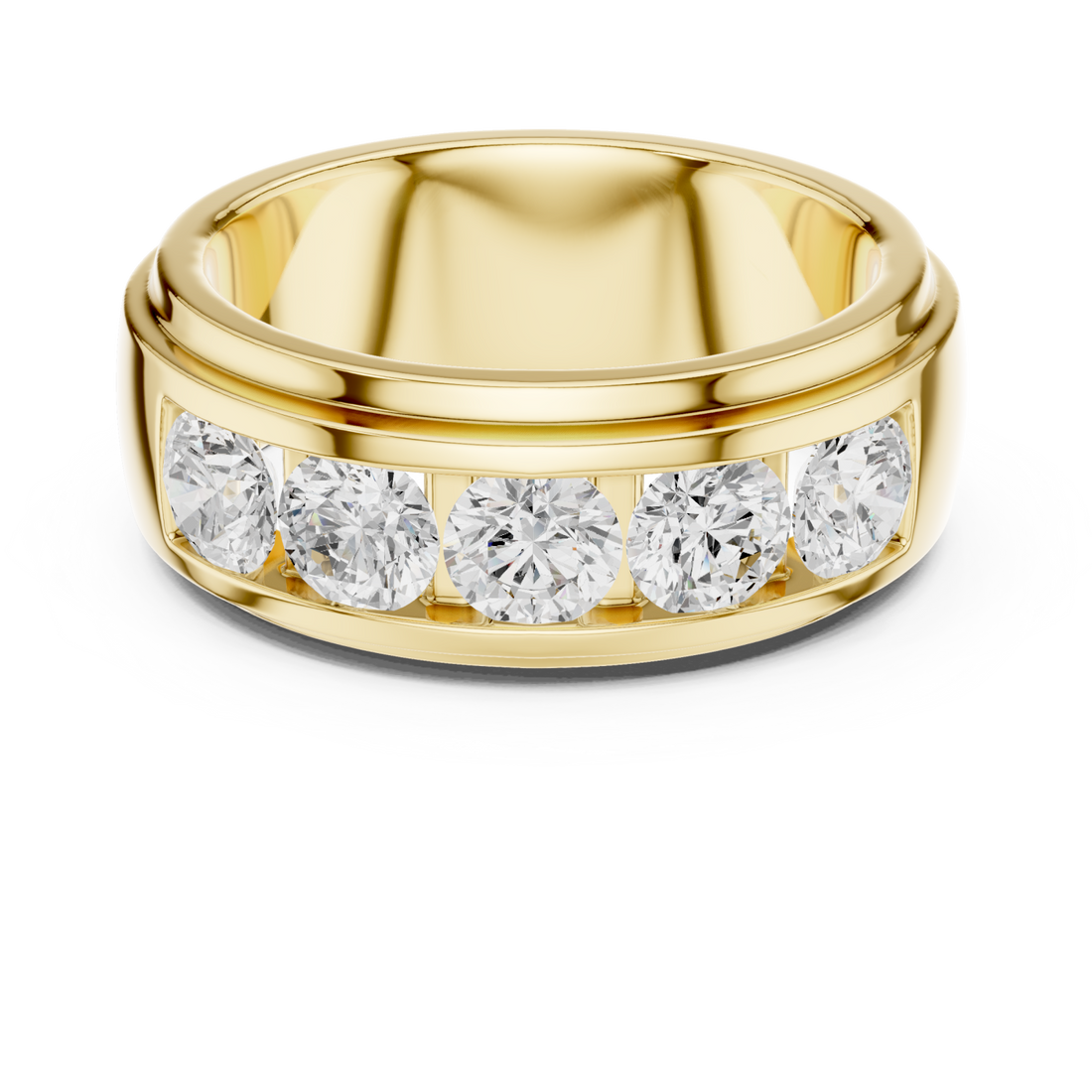 Gold Grand Pavé Cascade Modern Band Right View