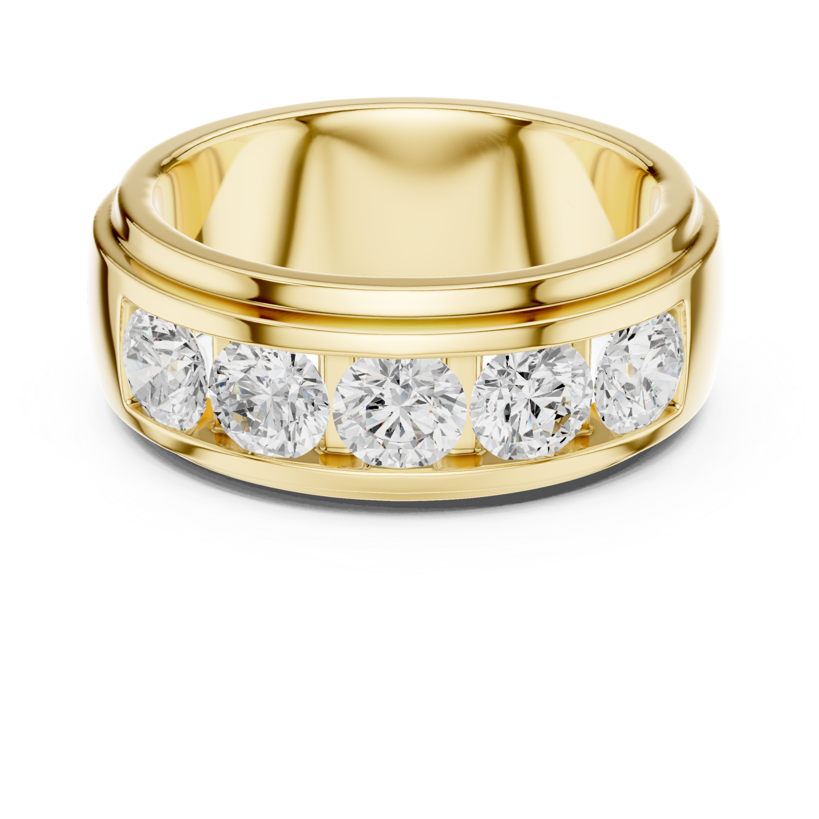  Gold Grand Pavé Cascade Modern Band Front View
