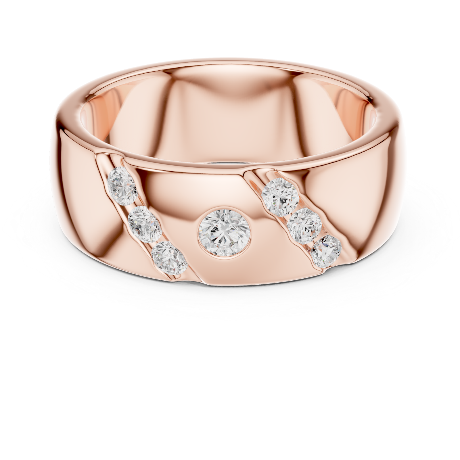  Rose Gold Radiant Unity Bold Band Ring Front View