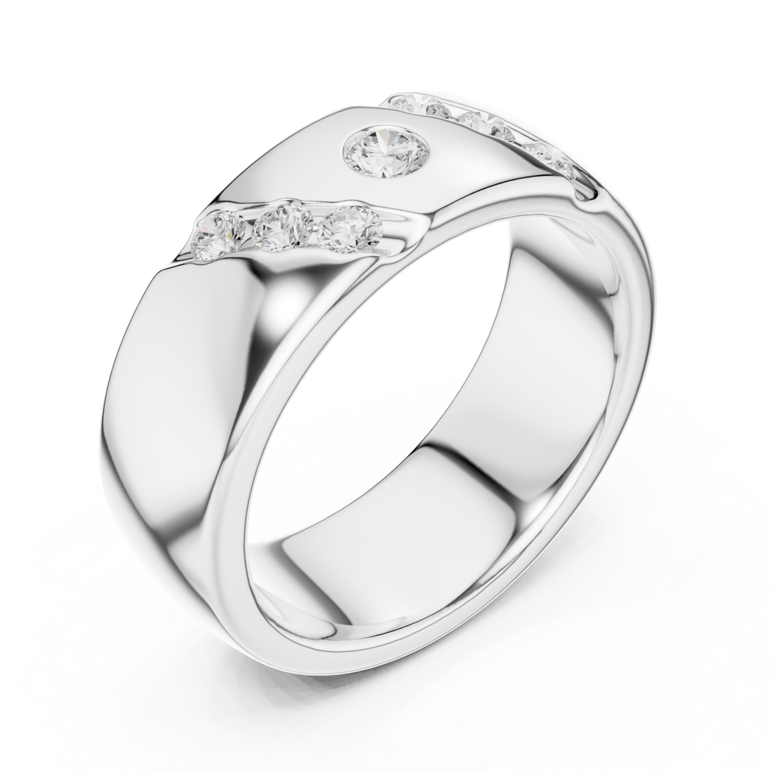  White Gold Radiant Unity Bold Band Ring Right View