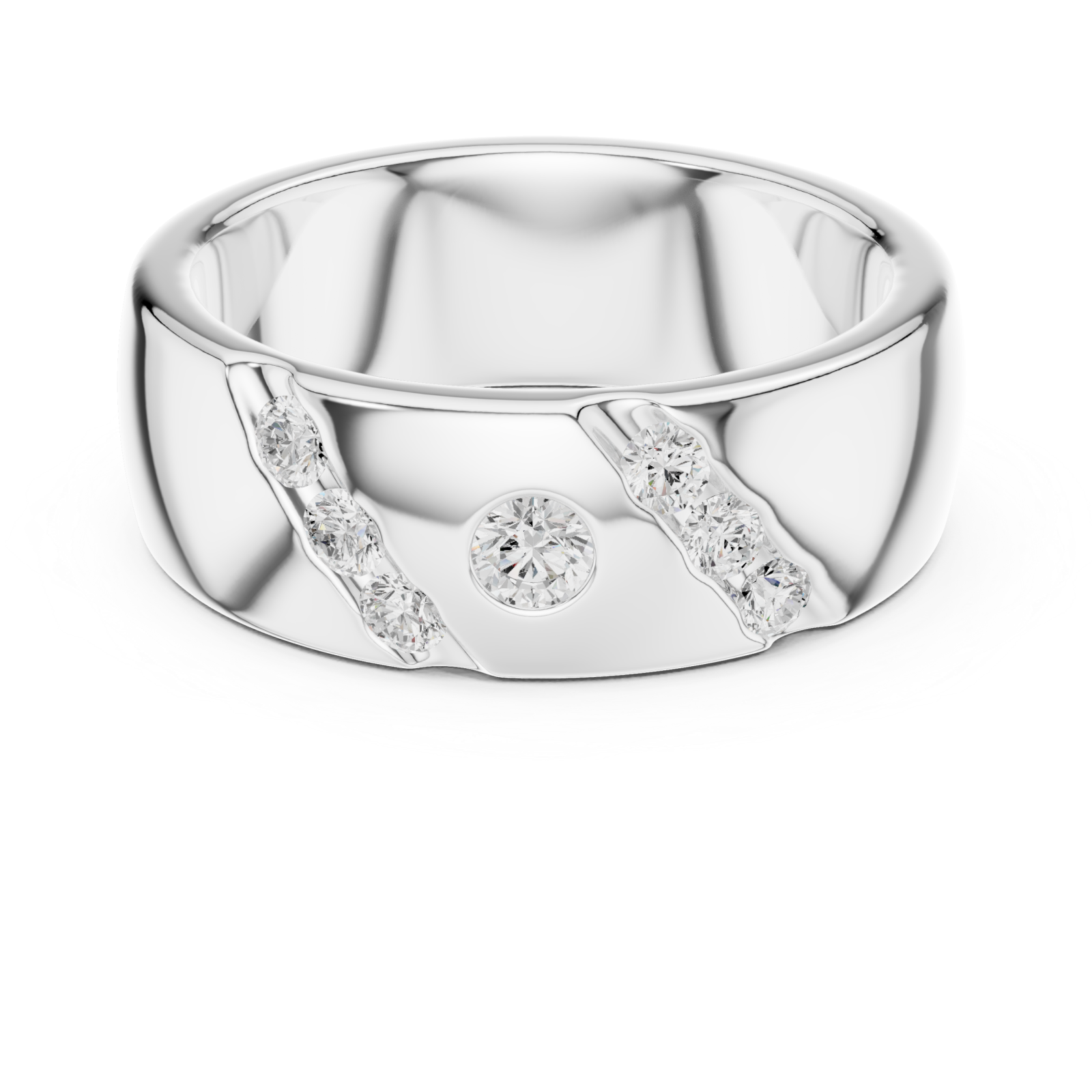  White Gold Radiant Unity Bold Band Ring Front View