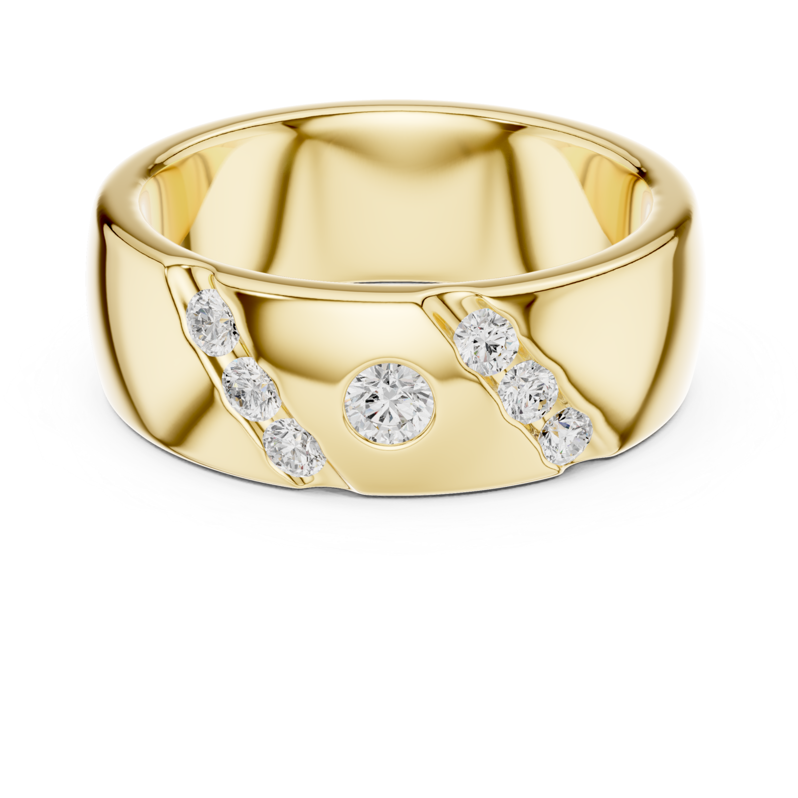 Gold Radiant Unity Bold Band Ring Front View