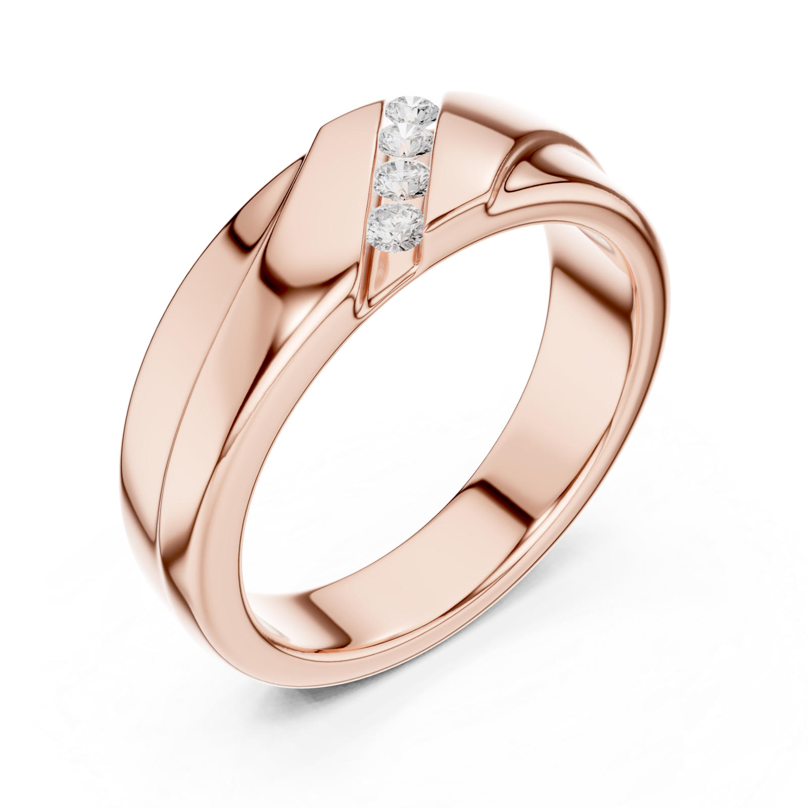 Rose Gold Sculpted Modernist Accent Band Ring Right View